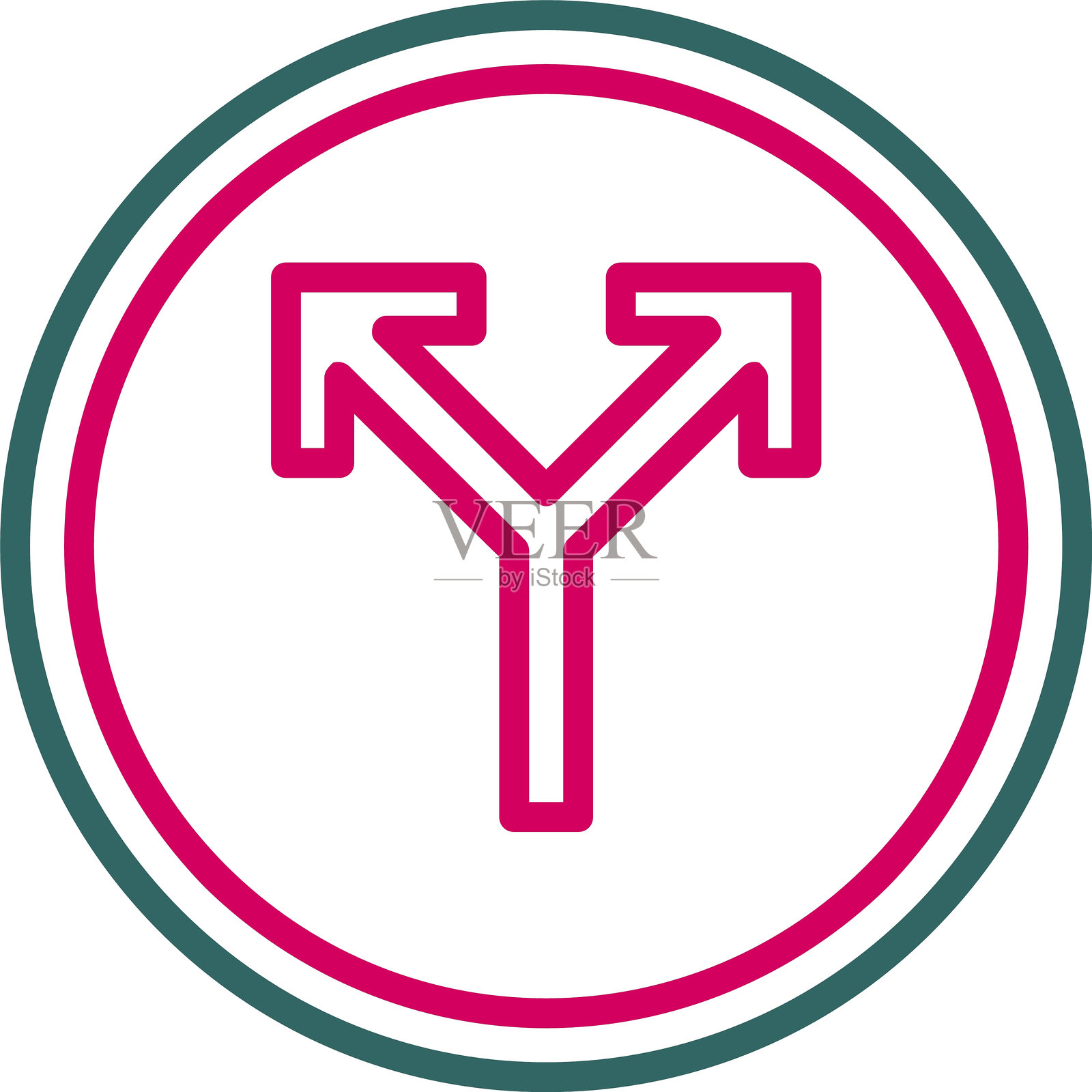 道路交叉口箭头线双色图标插画图片素材