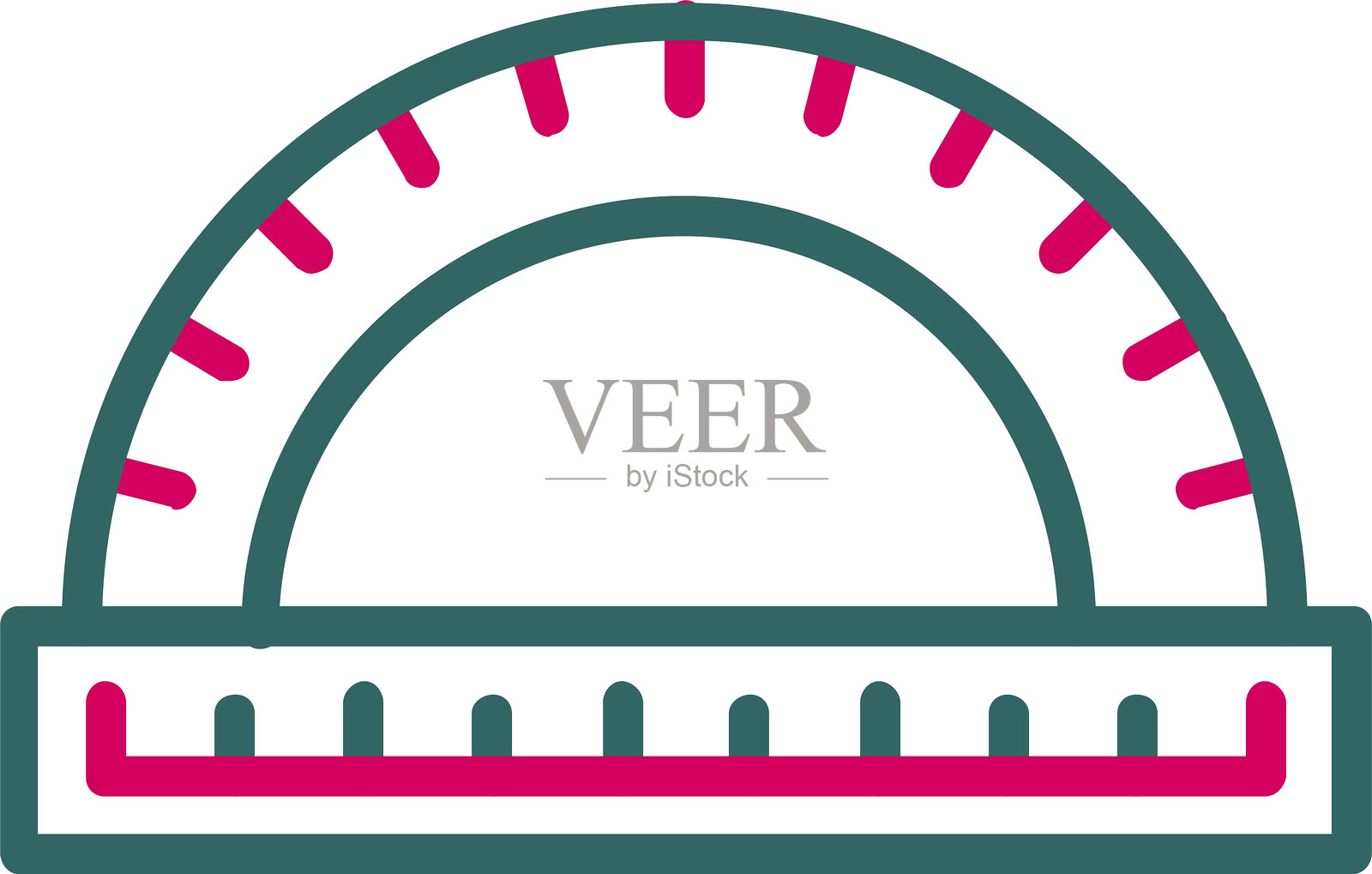 木制量角器双色图标插画图片素材