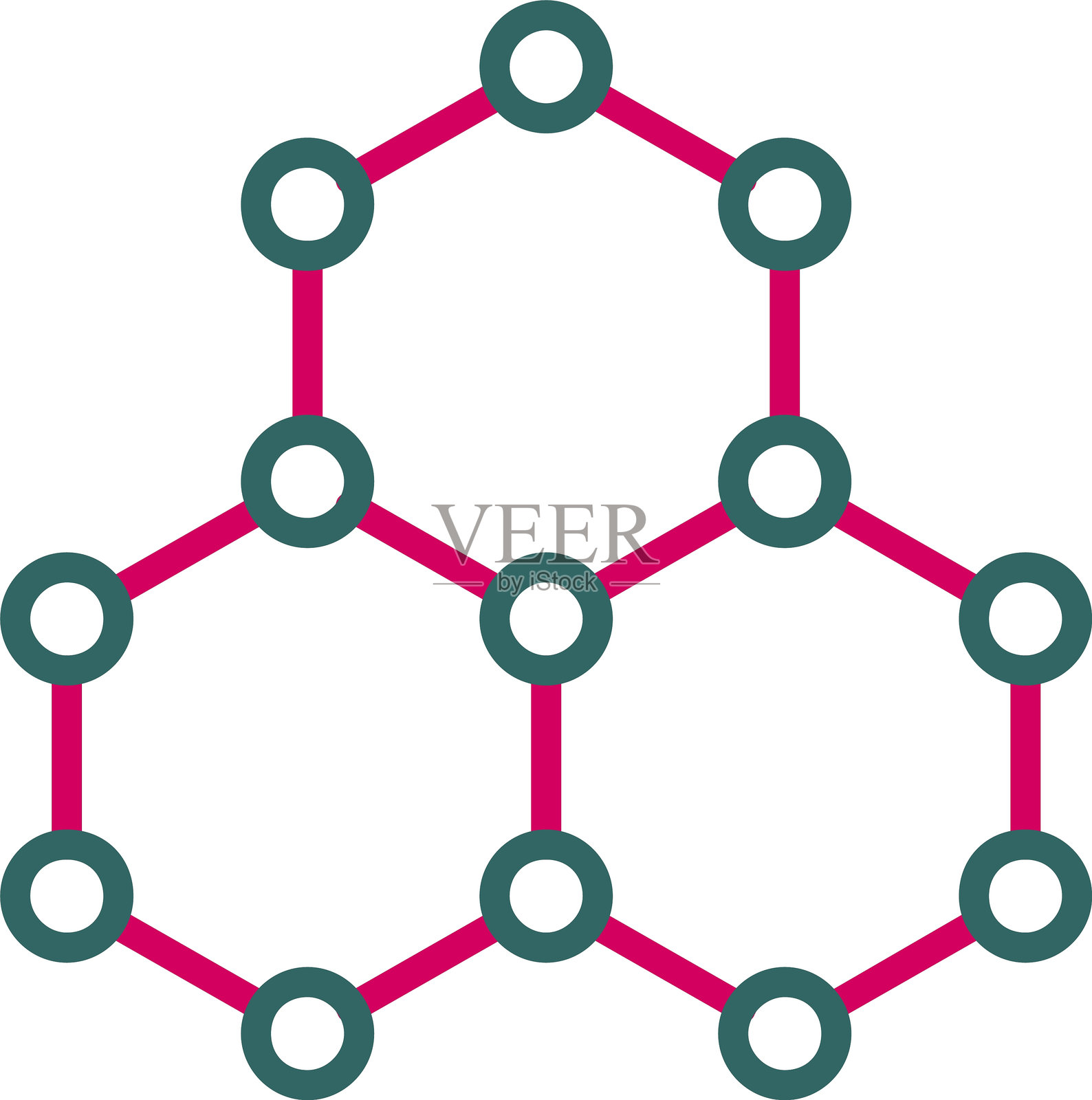 六边形结构线条双色图标插画图片素材