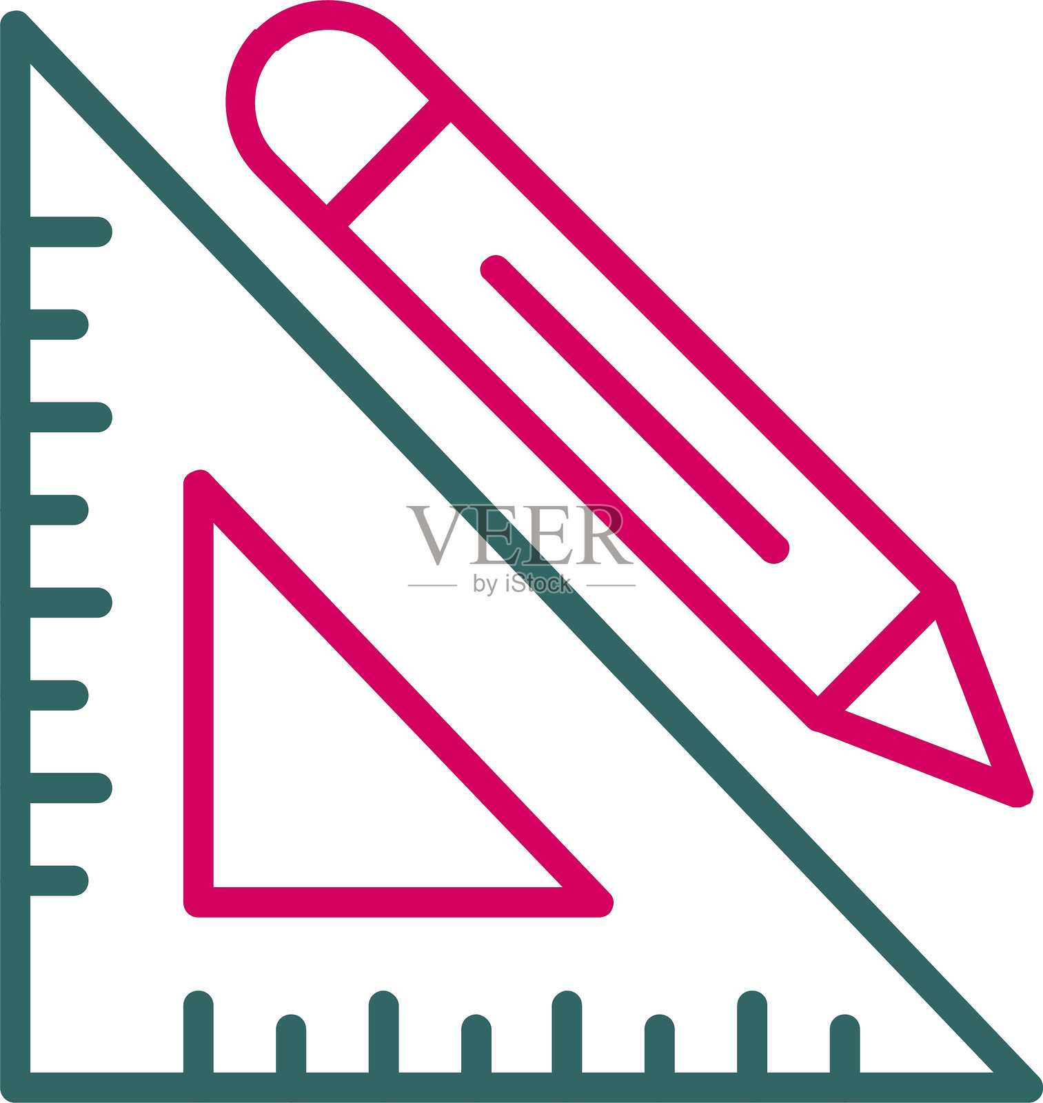 两色图标的直角三角尺插画图片素材