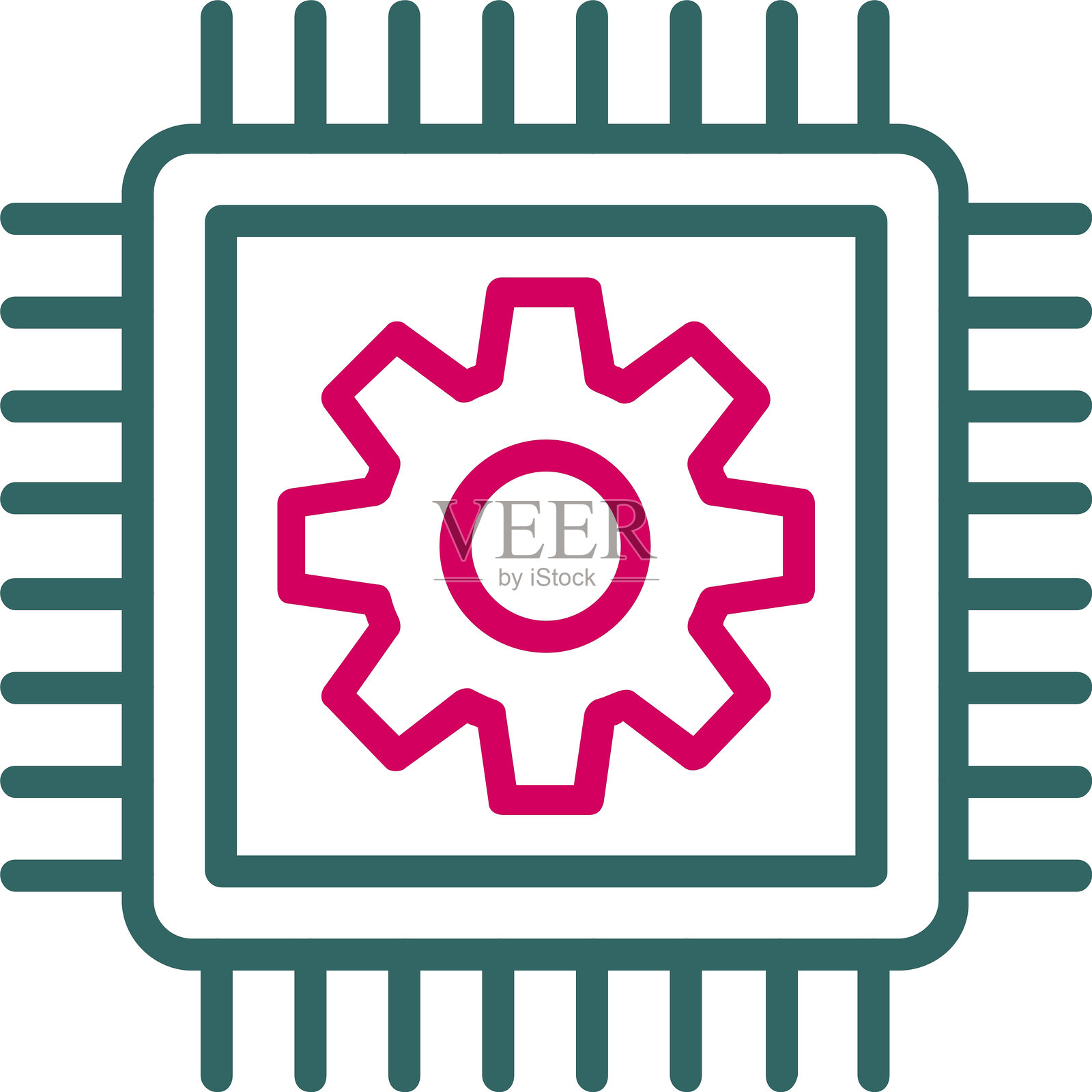 芯片线双色图标插画图片素材