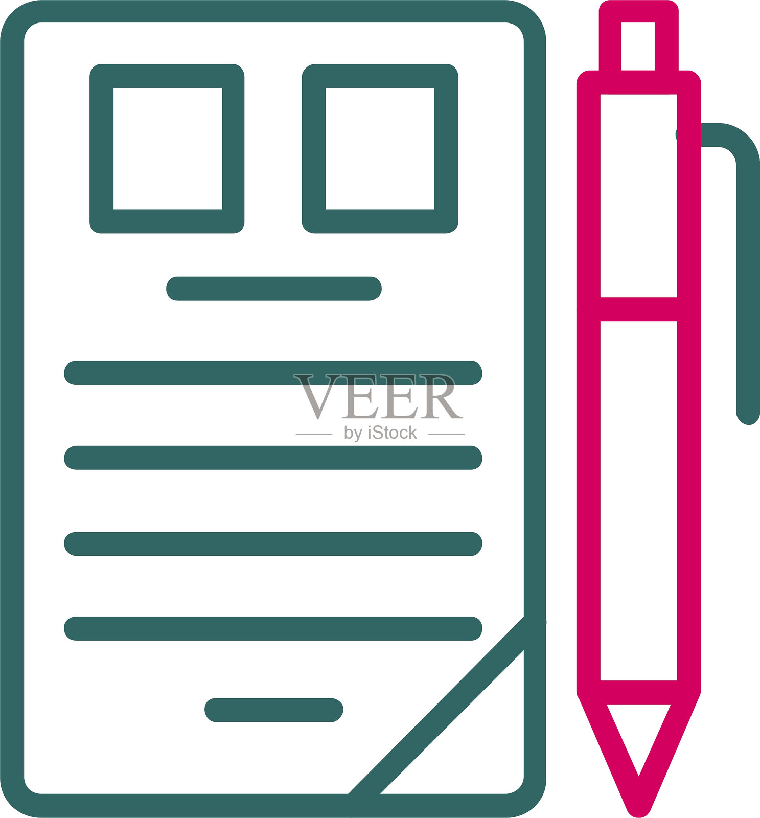 字母线条双色图标插画图片素材