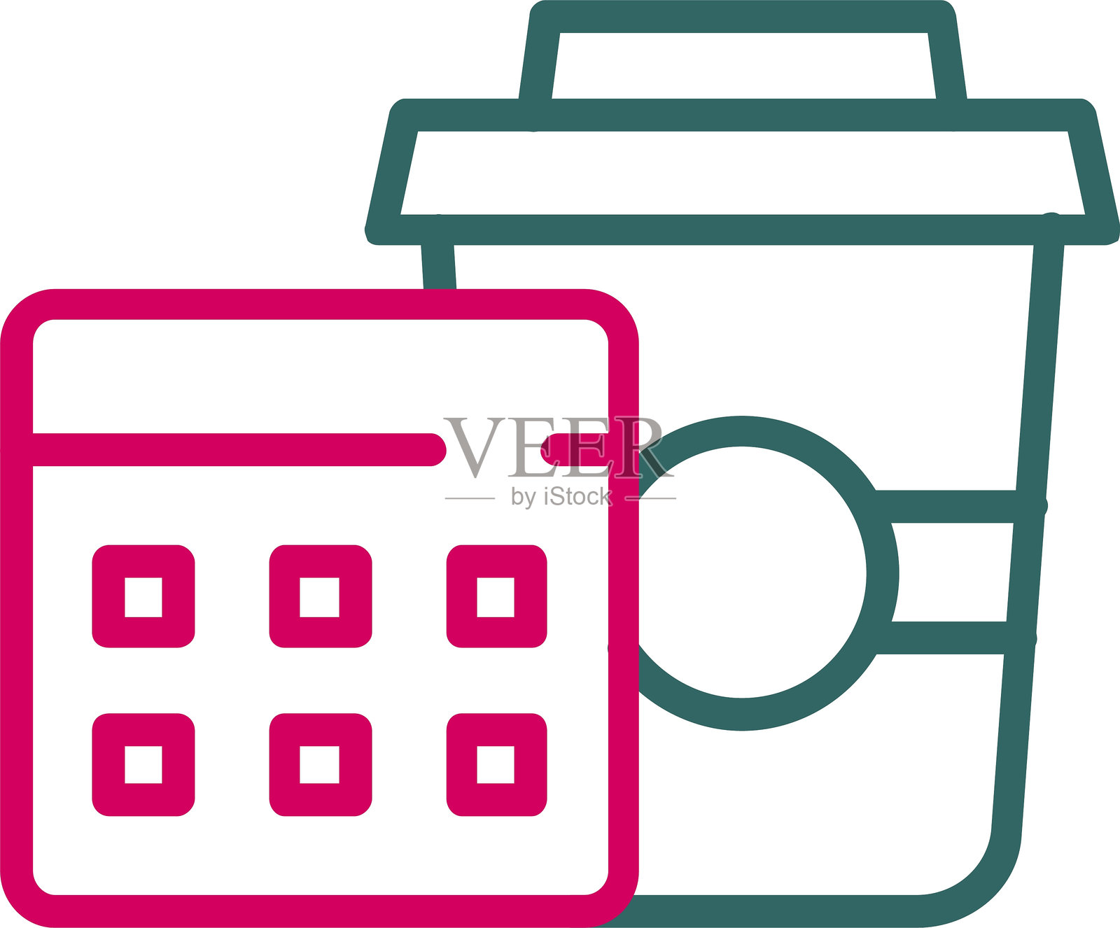 早餐排队双色图标插画图片素材