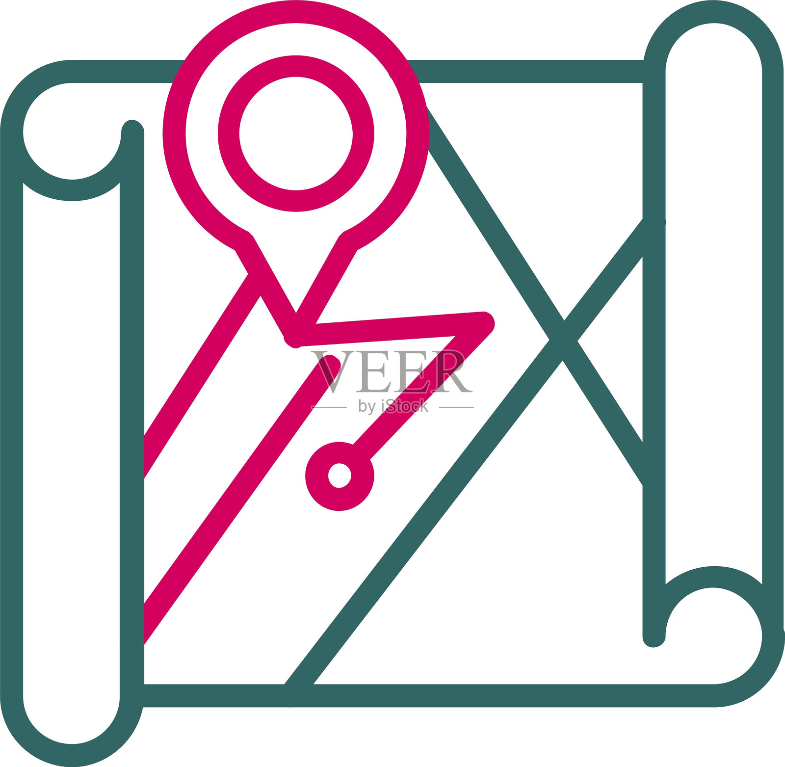 地图线条双色图标插画图片素材