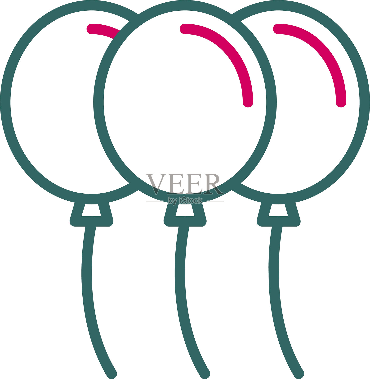 气球线条双色图标插画图片素材