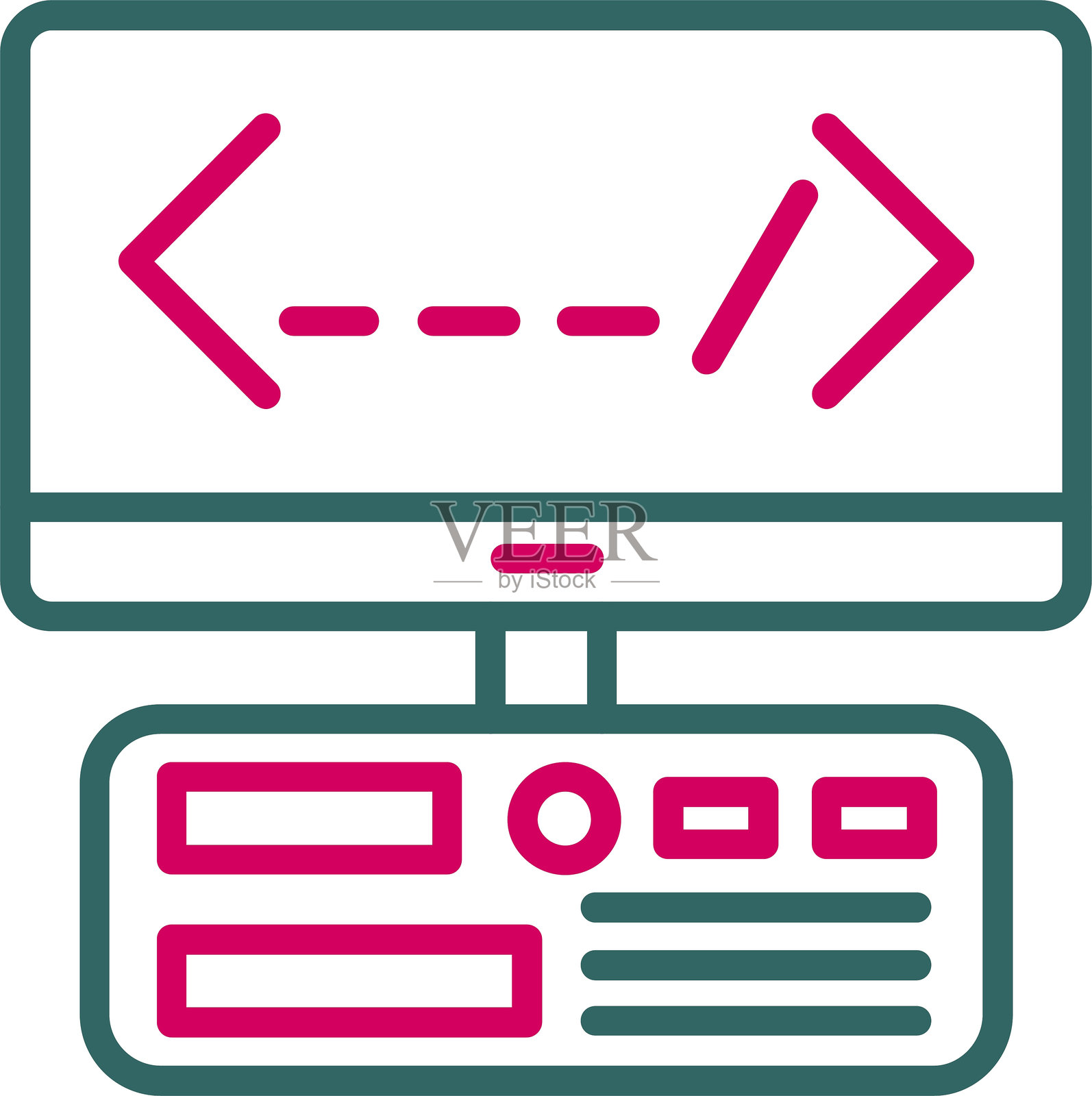 桌面线条双色图标插画图片素材