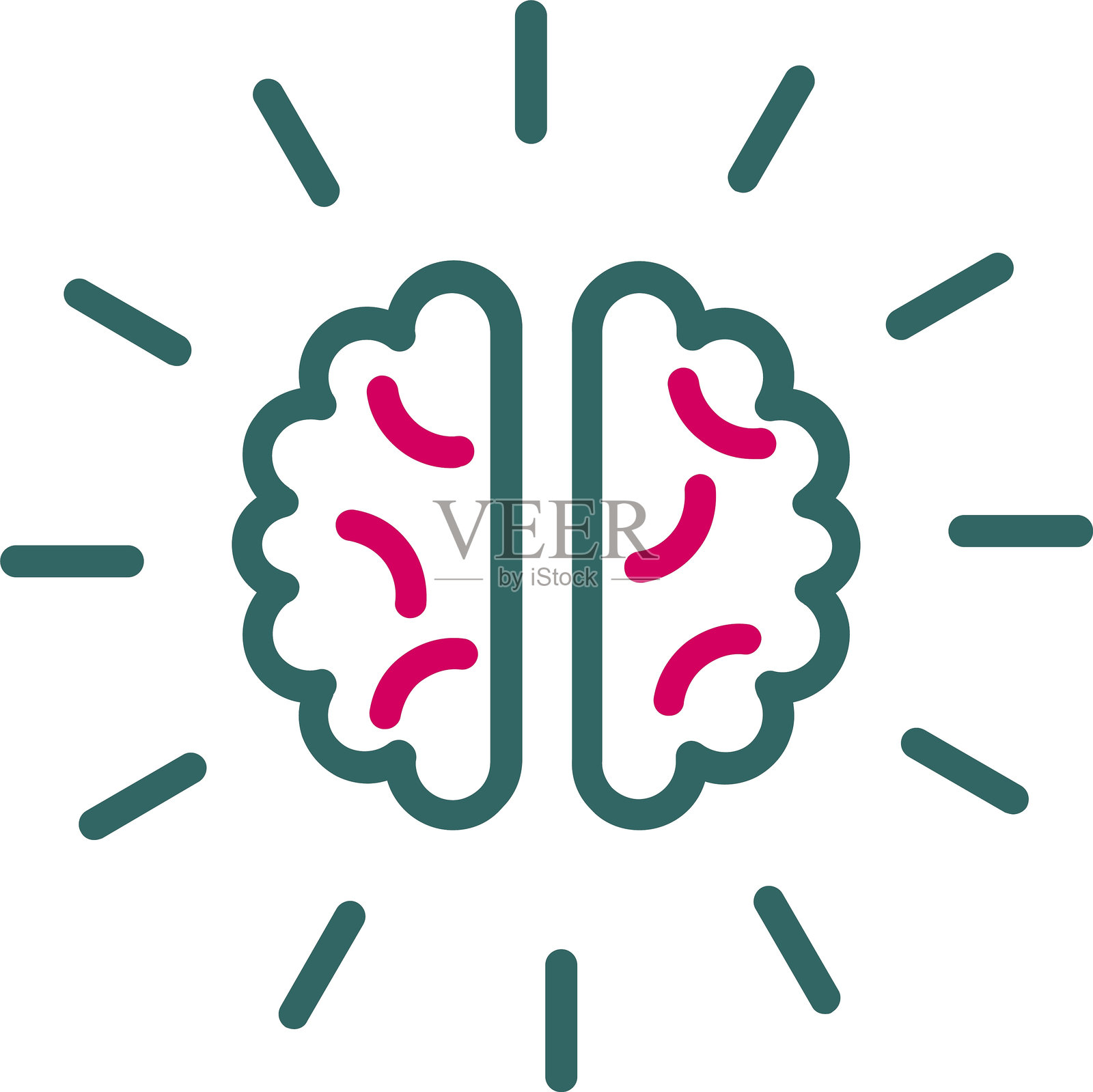 双色脑线图标插画图片素材