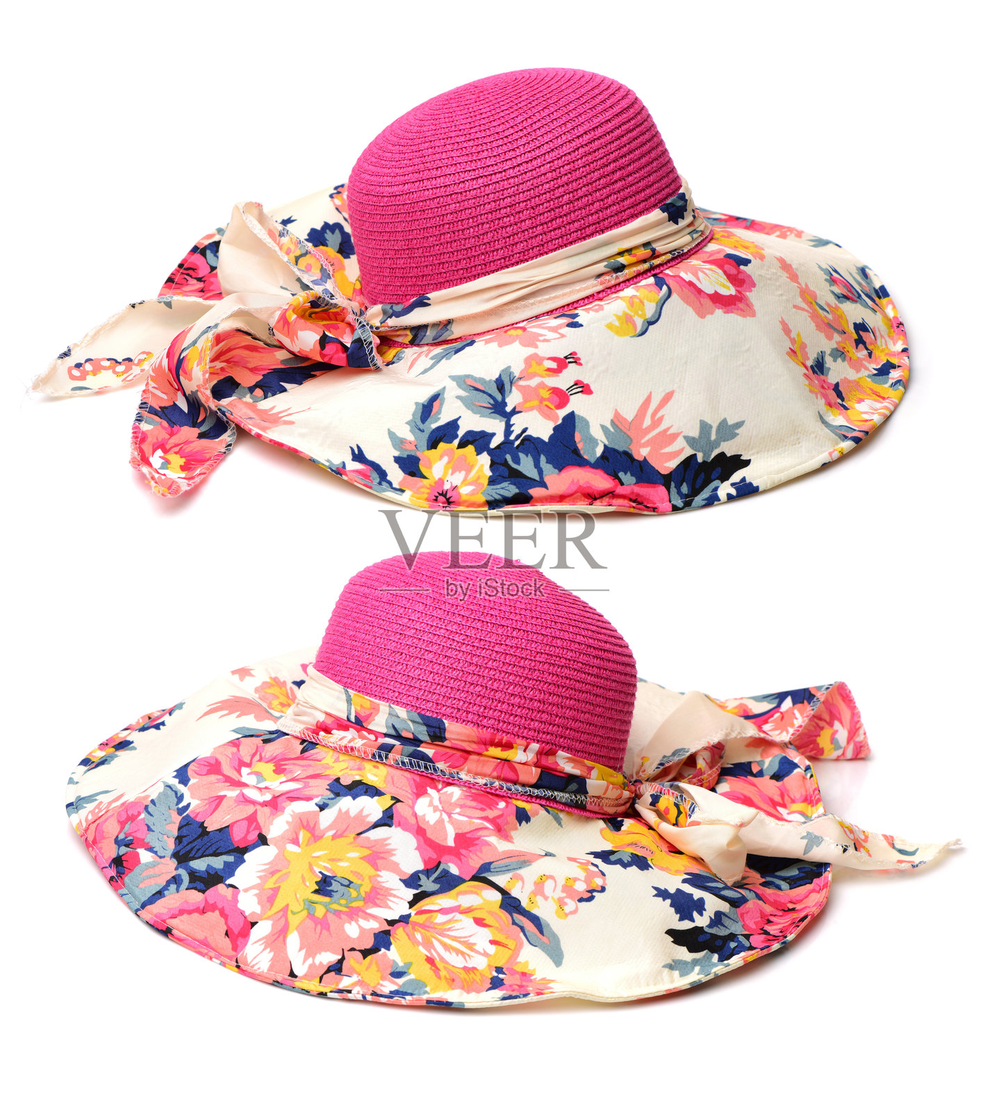 美丽的夏季花朵帽子女性照片摄影图片