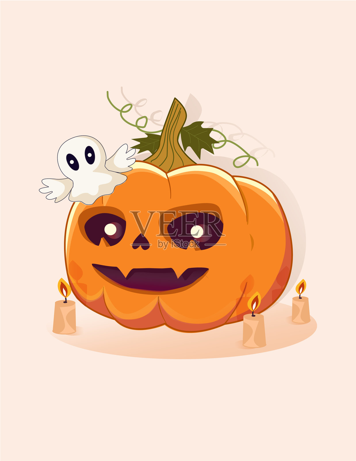 微笑的南瓜角色带来万圣节的乐趣和欢乐插画图片素材