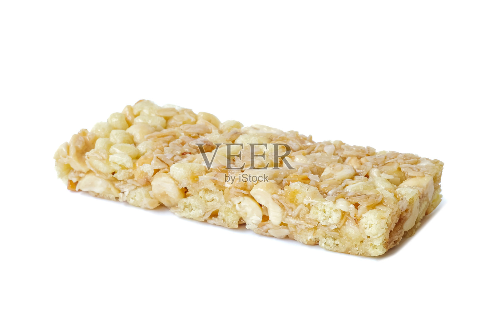 燕麦棒或格兰诺拉棒，背景为白色。照片摄影图片