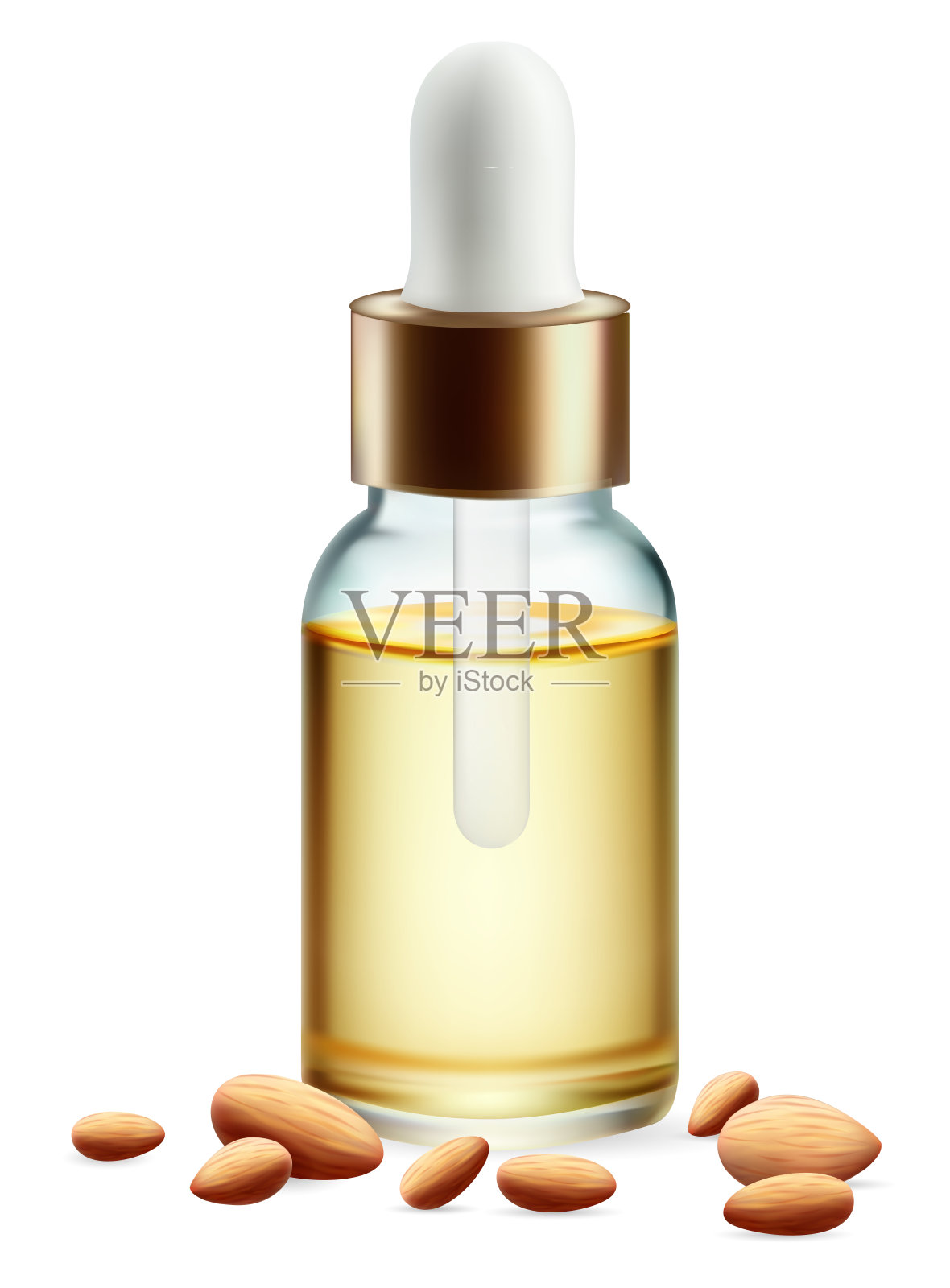 杏仁油对肌肤美容有益。护肤化妆品海报，横幅设计插画图片素材