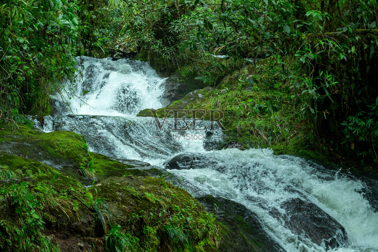 恩卡纳西翁峡谷：位于哥伦比亚安蒂奥基亚省哈丁的安第斯山脉中的美丽河流照片摄影图片
