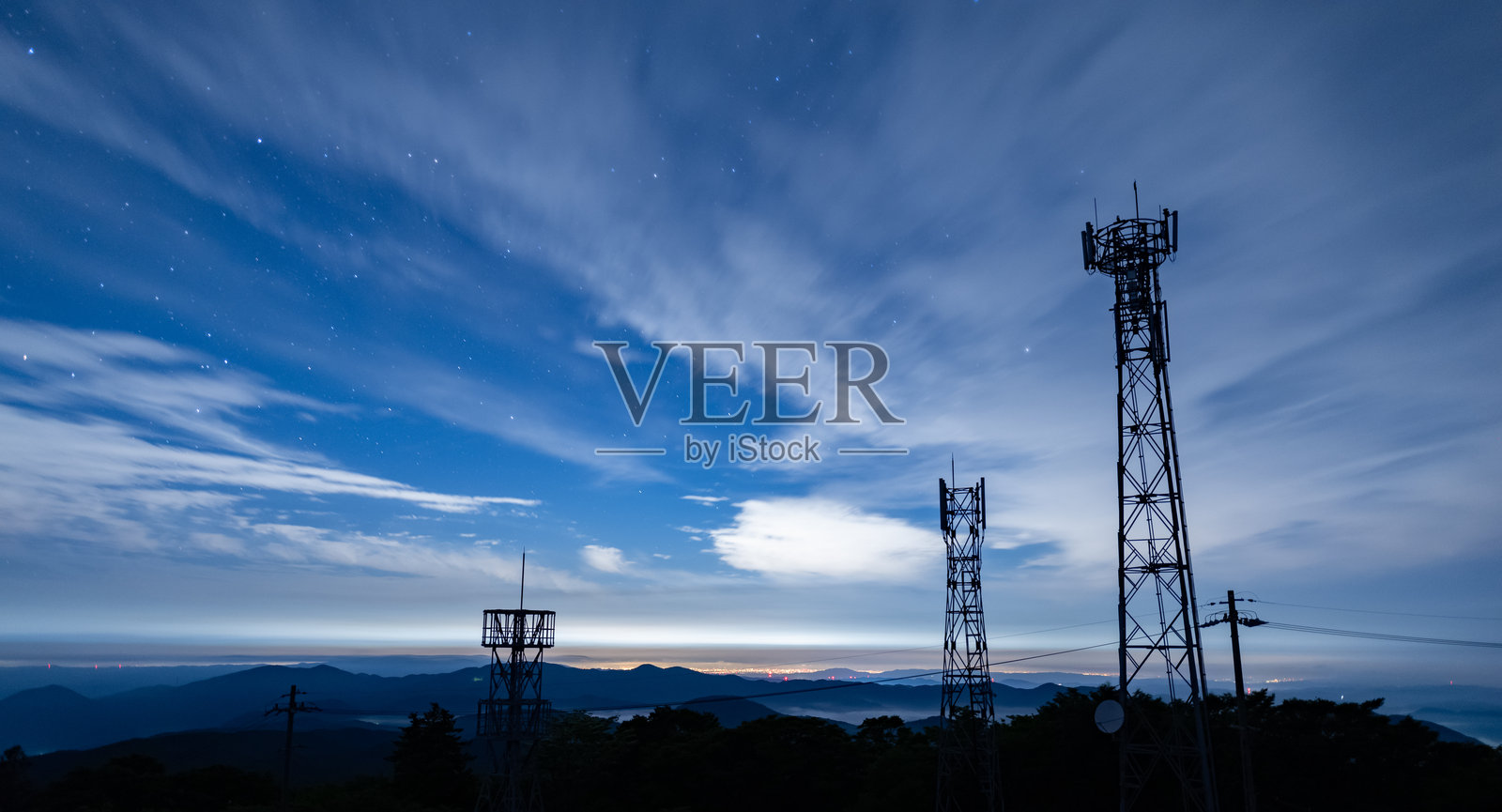 从茶臼山顶俯瞰美丽的星空照片摄影图片