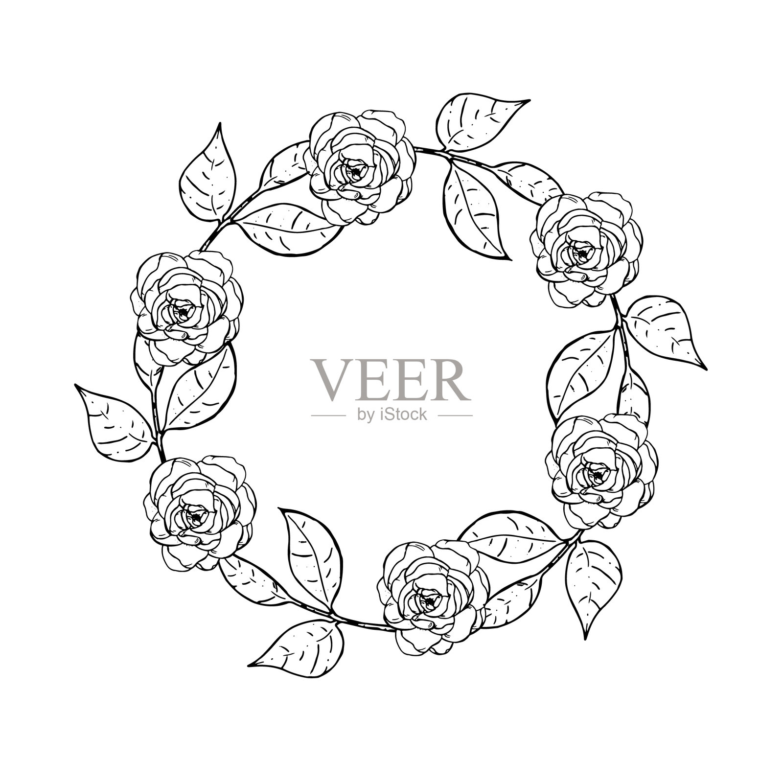 图形花卉。白色背景上的手绘图形插图。用于设计的图形花卉。插画图片素材