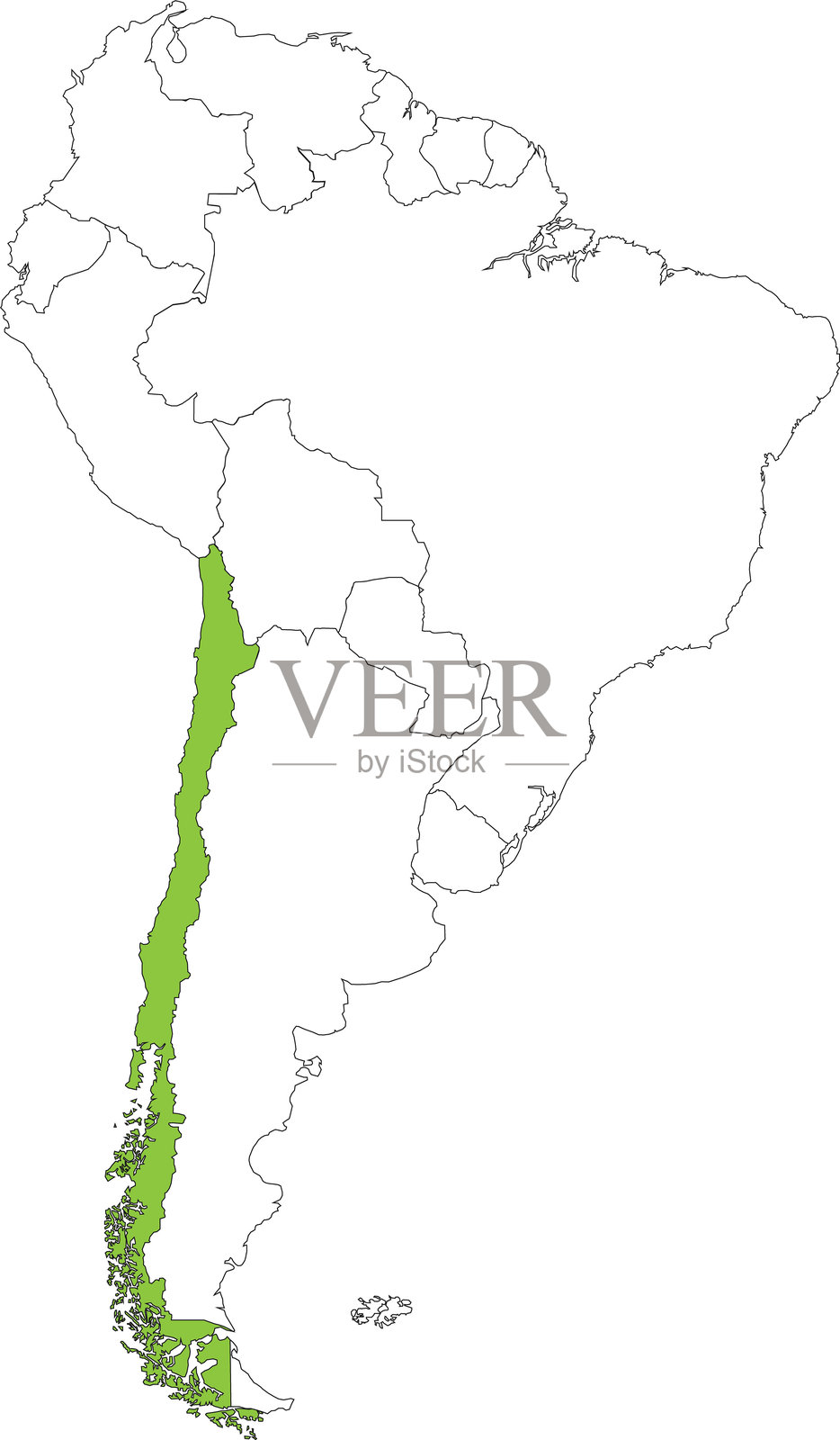 南美洲地图中突出显示的智利地图插画图片素材