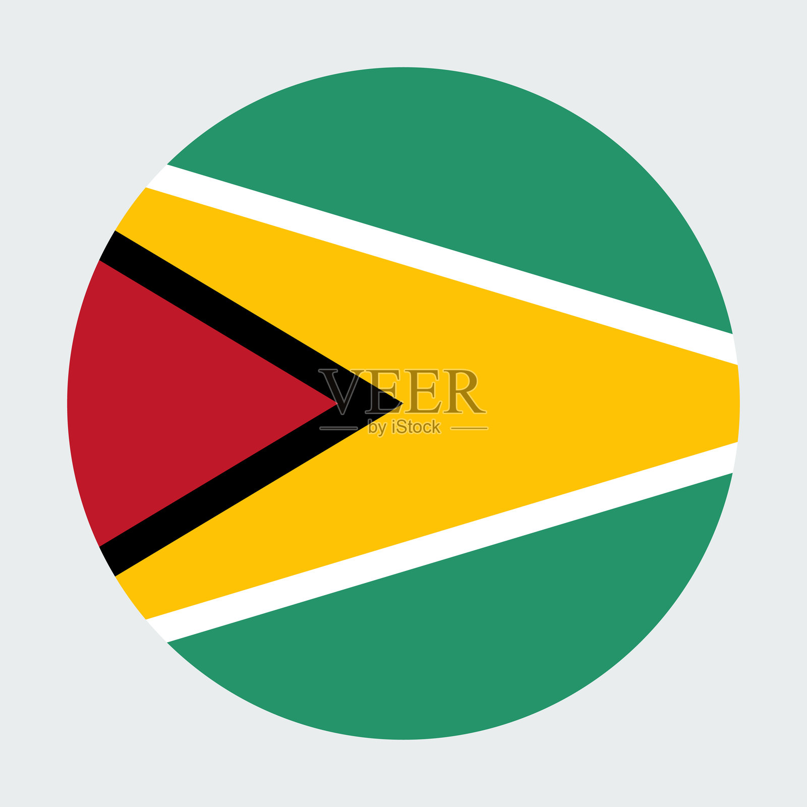 矢量圆形图标 - 圭亚那国旗插画图片素材