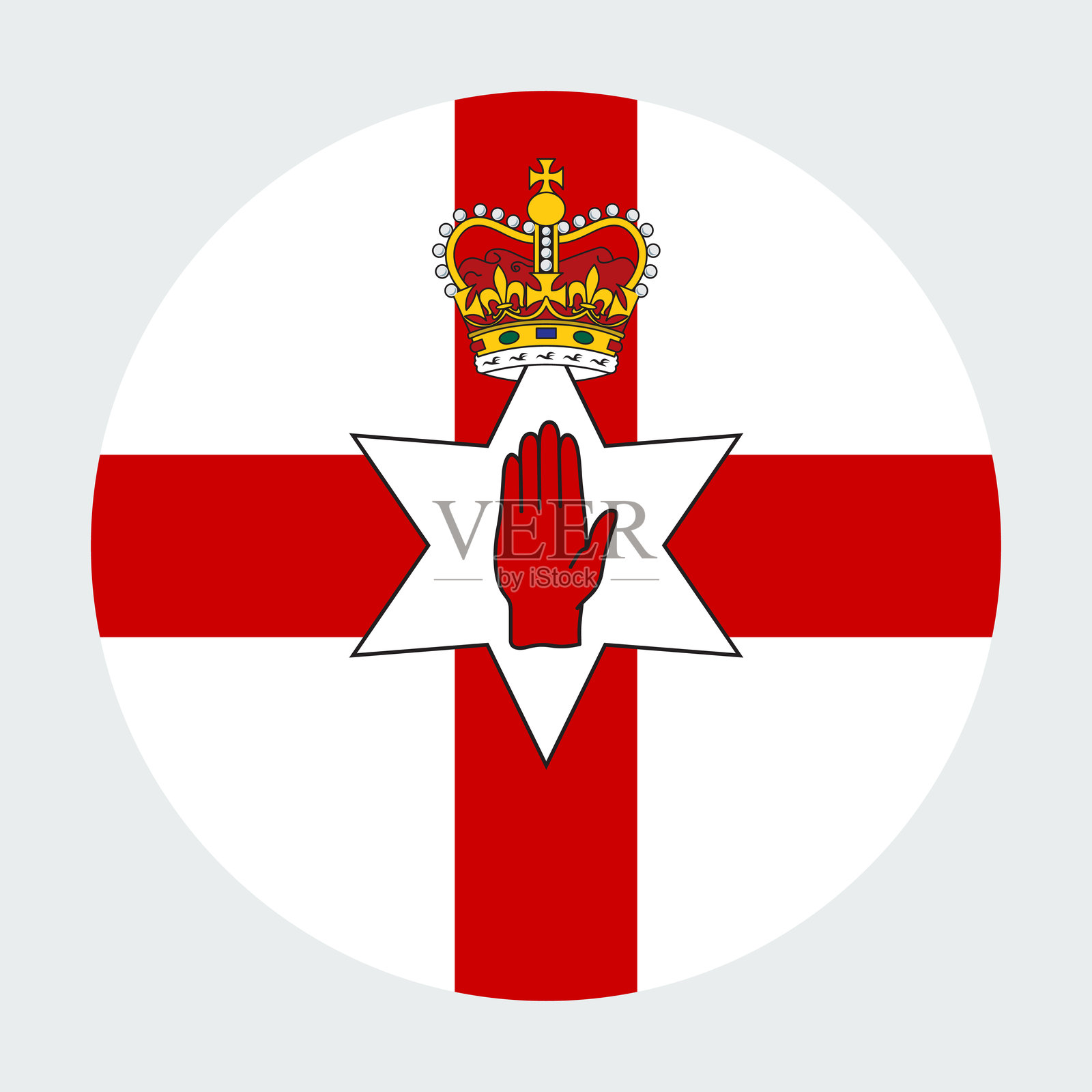 北爱尔兰国旗的圆形矢量图标插画图片素材