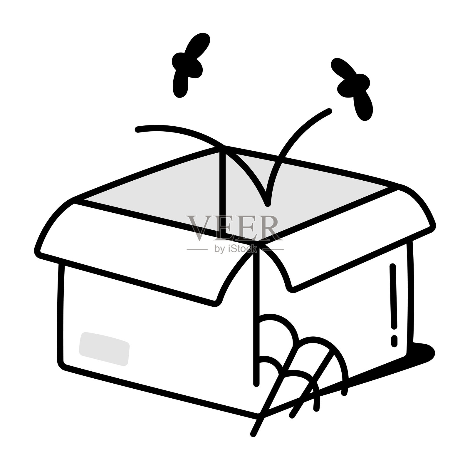 涂鸦风格的空盒子图标插画图片素材