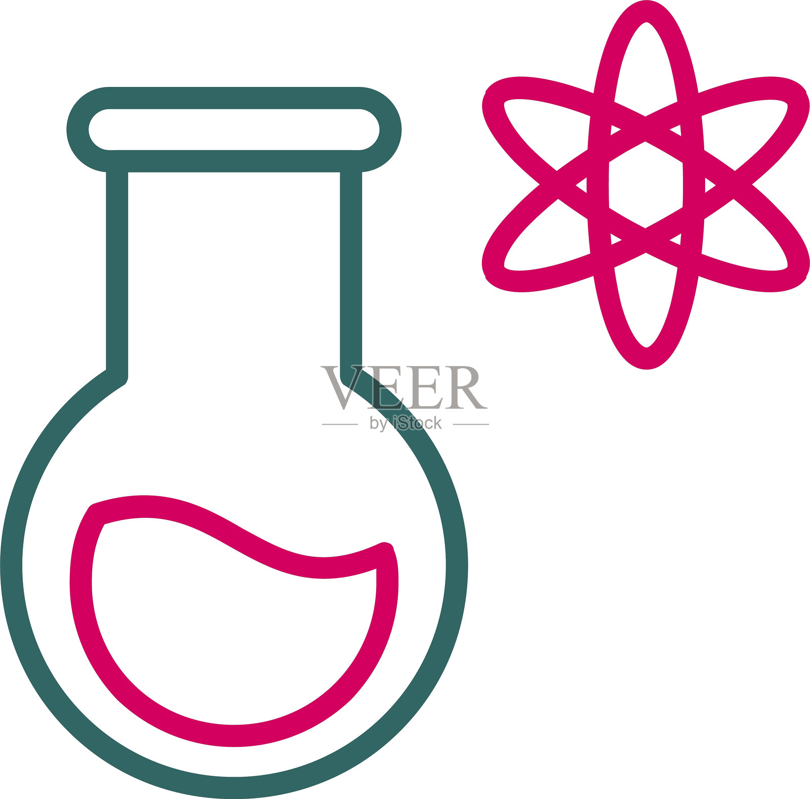 原子线条双色图标插画图片素材