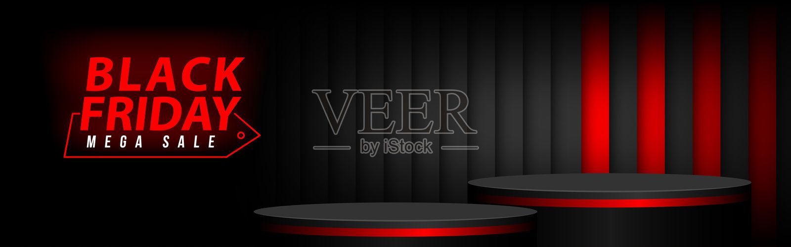 黑色星期五促销概念 产品展示舞台讲台 现代场景背景 横向设计 矢量插图照片摄影图片