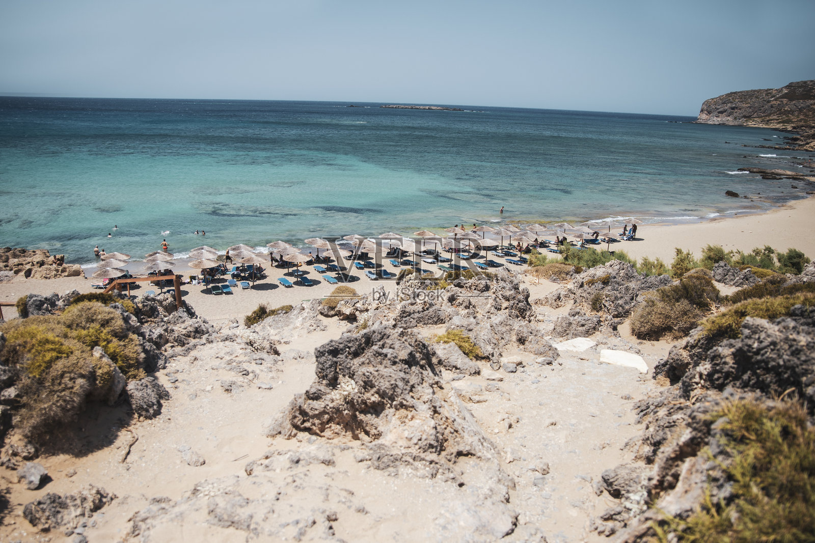 从高处俯瞰的克里特岛壮丽海滩照片摄影图片