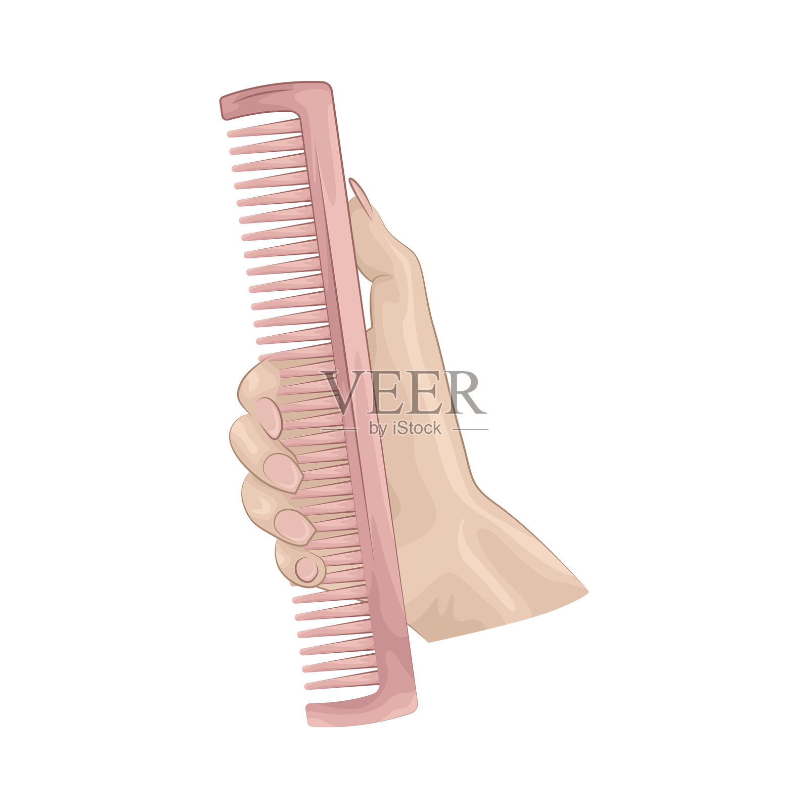 手握梳子插画图片素材
