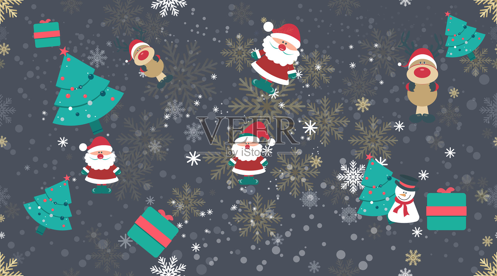 圣诞节矢量无缝背景插图 无缝壁纸插画图片素材