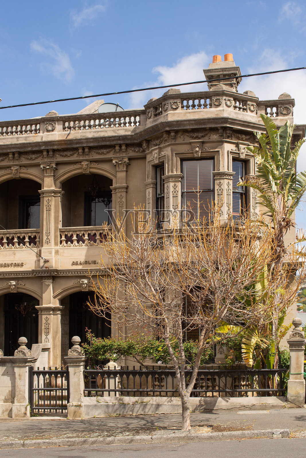 霍巴特市中心街道上的历史悠久的住宅建筑照片摄影图片