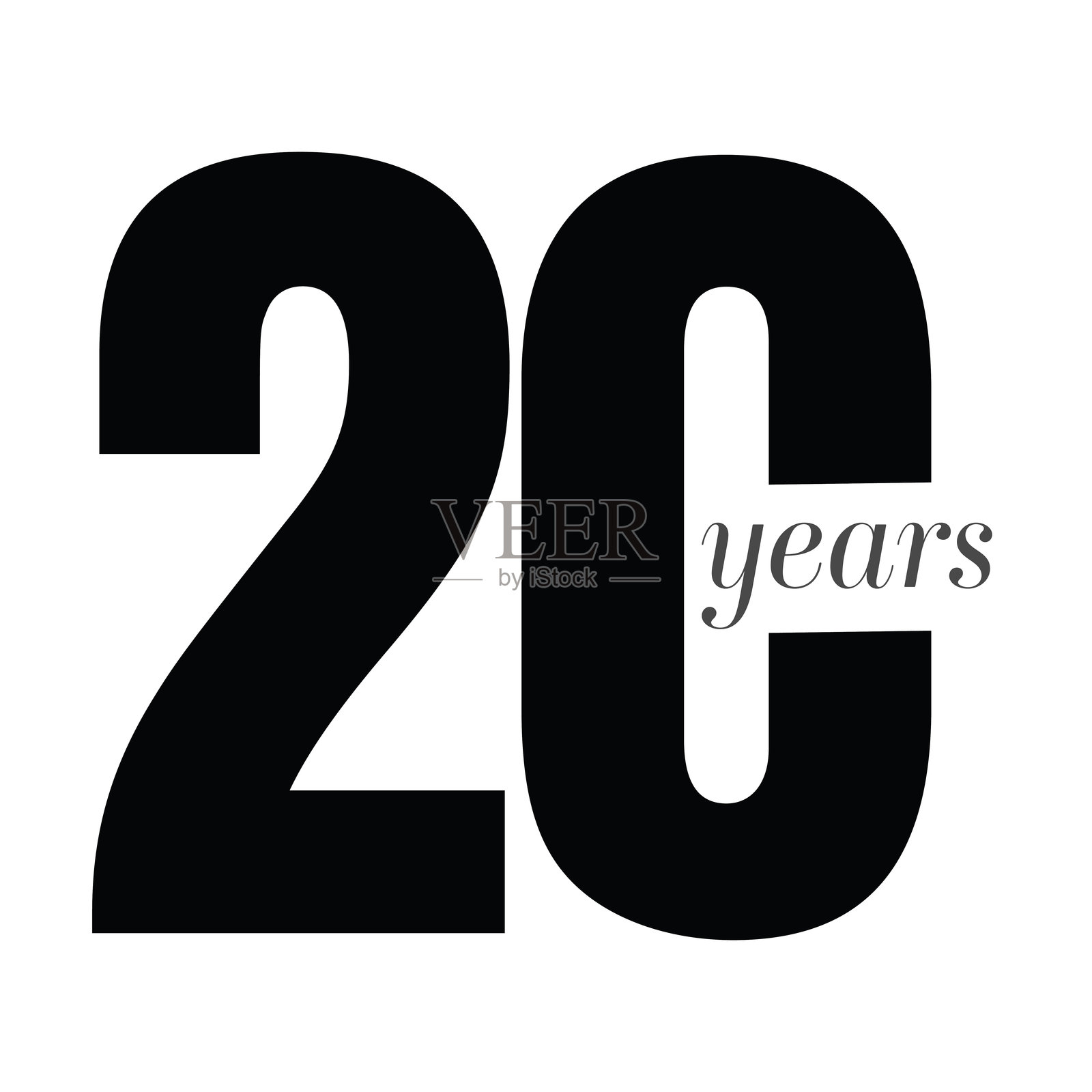 20号。周年纪念股票插图。数字模板设计矢量插图。插画图片素材