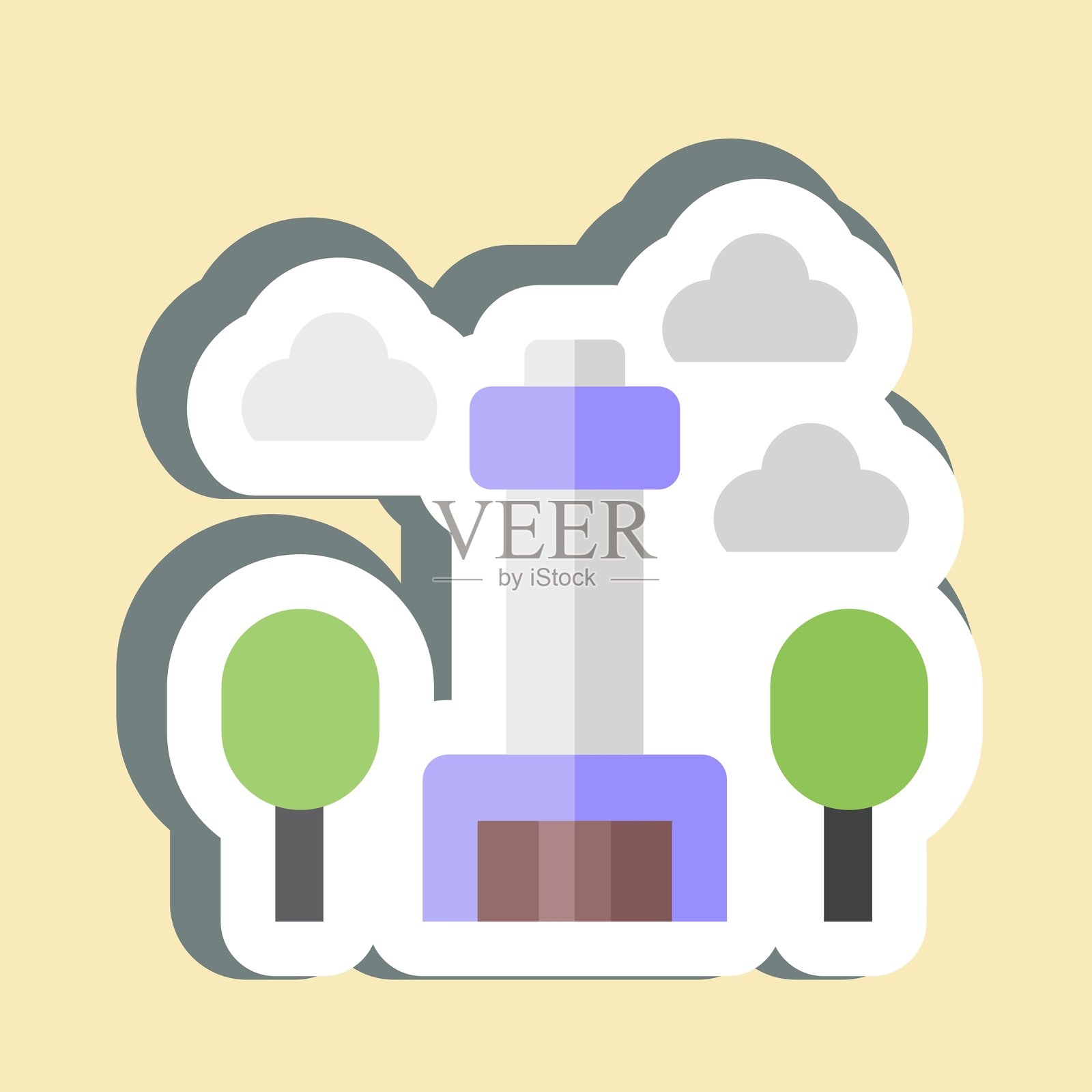 贴纸首尔塔。与韩国有关的符号。简单的说明插画图片素材