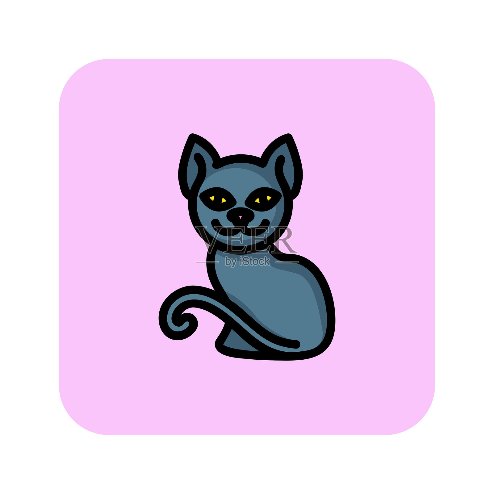 微笑猫线图标插画图片素材