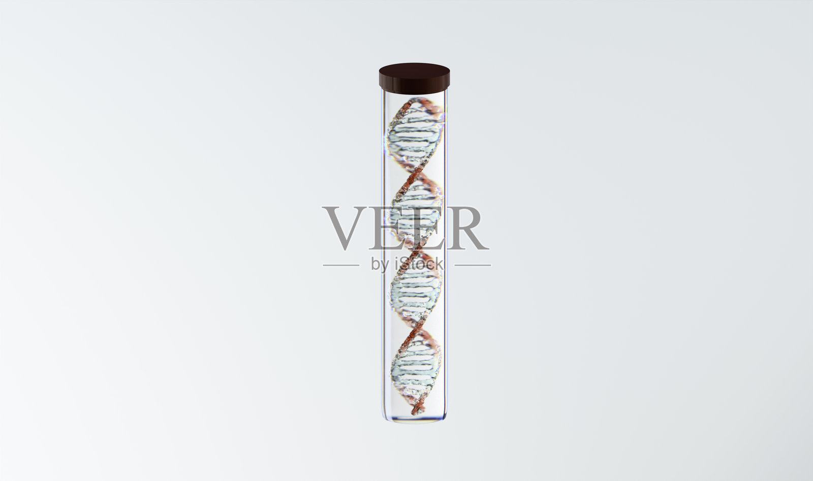 基因研究:玻璃容器中的DNA照片摄影图片