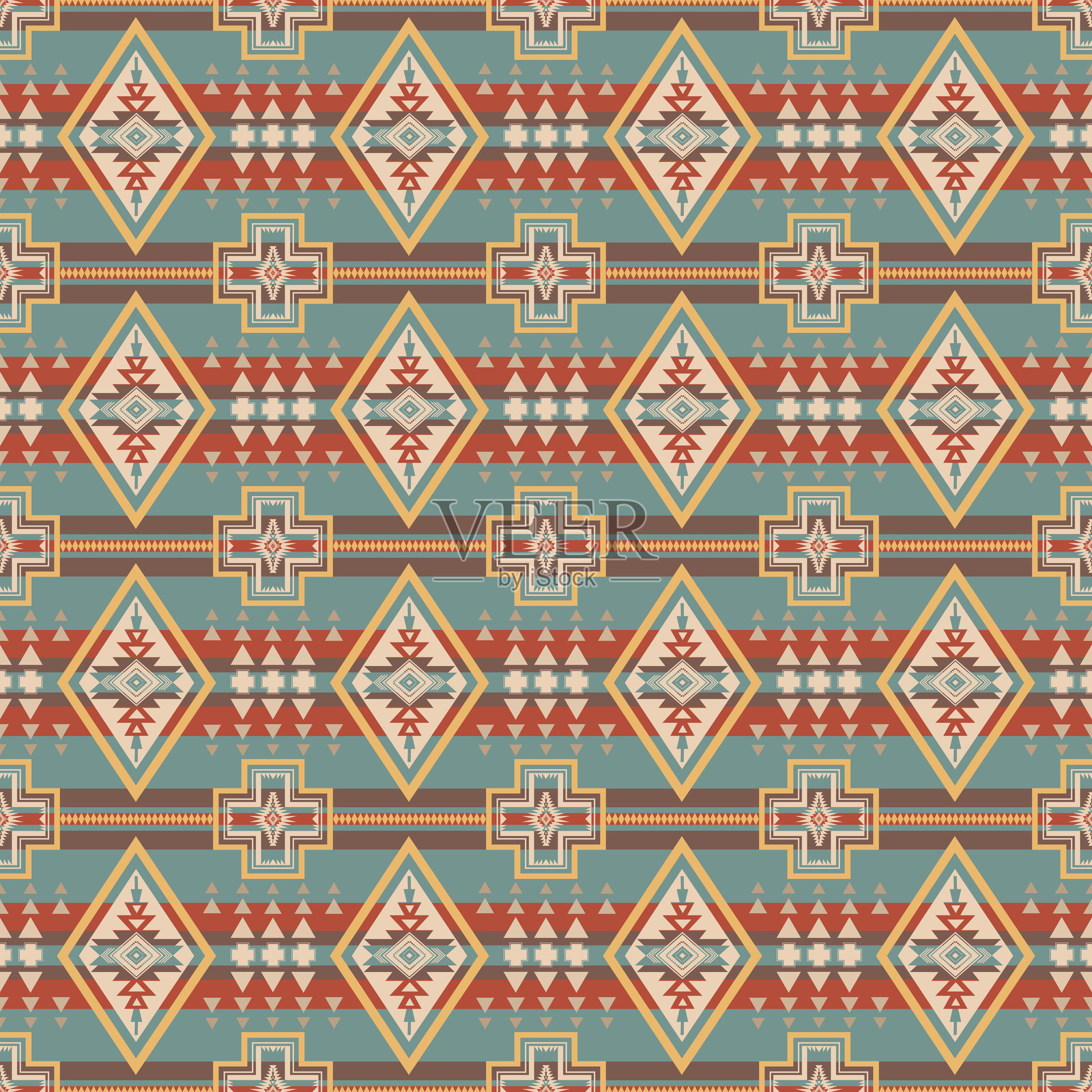 色彩斑斓的美国原住民图案插画图片素材