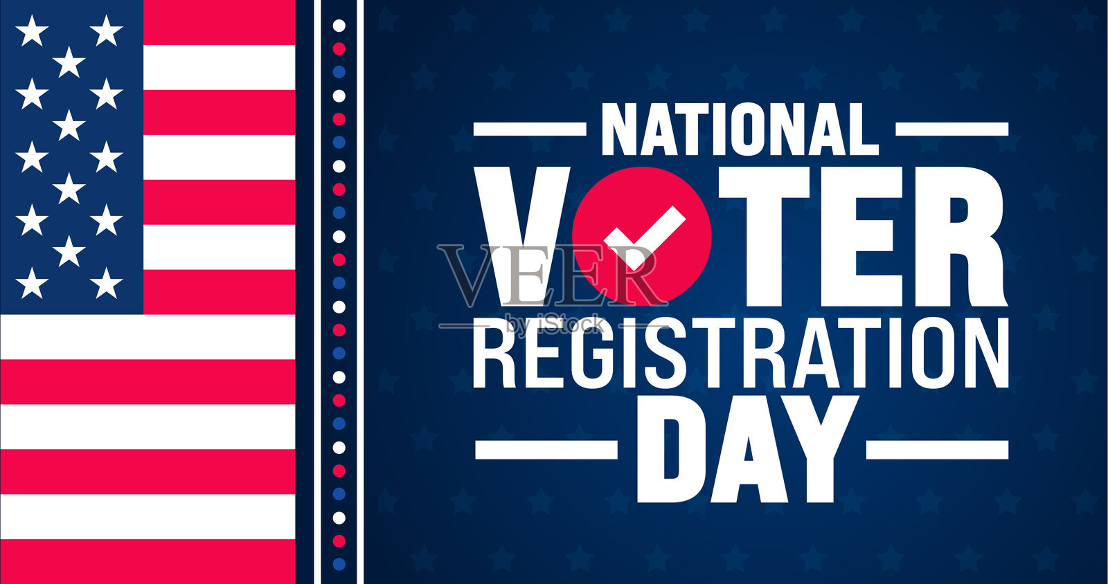 全国选民登记日背景或横幅设计模板。节日的概念。模板的背景，横幅，卡片，海报，标语牌，设计模板独特的形状与标准的颜色。插画图片素材
