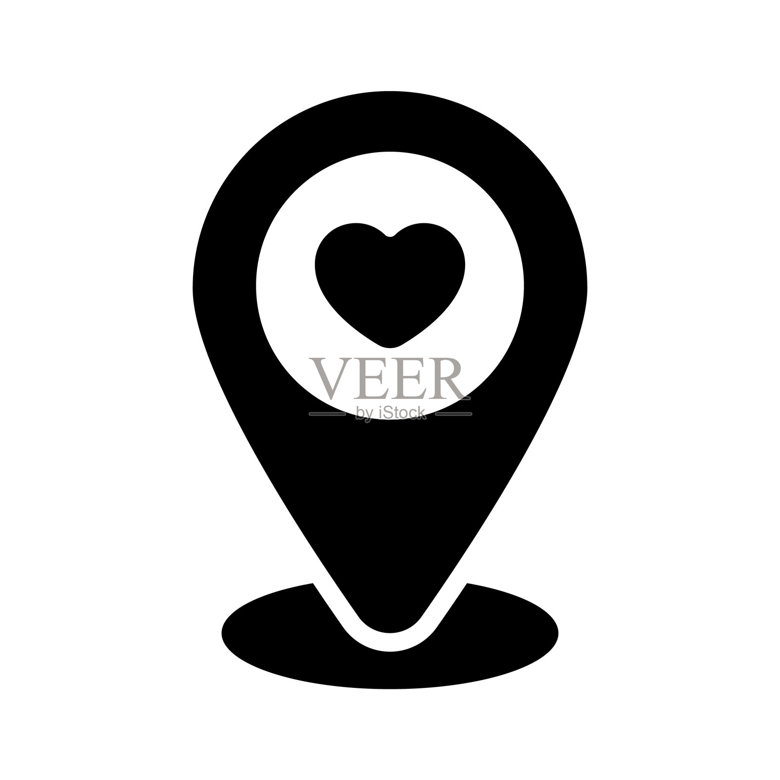 位置别针内的心形符号显示浪漫场所的概念图标。插画图片素材