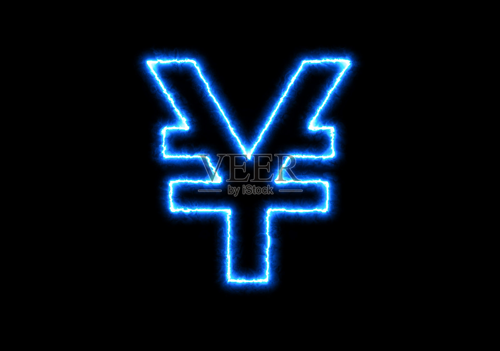 黑色背景上的霓虹日元符号照片摄影图片