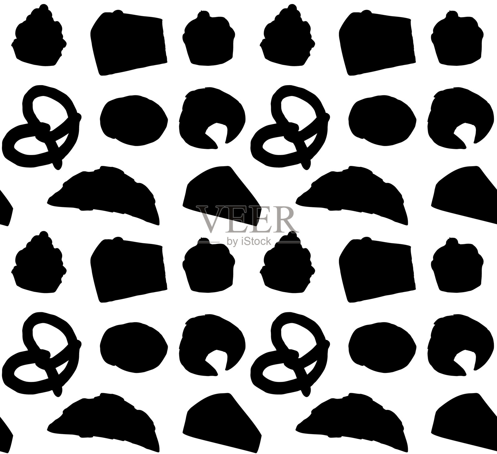 矢量无缝模式手绘素描涂鸦面包店派插画图片素材