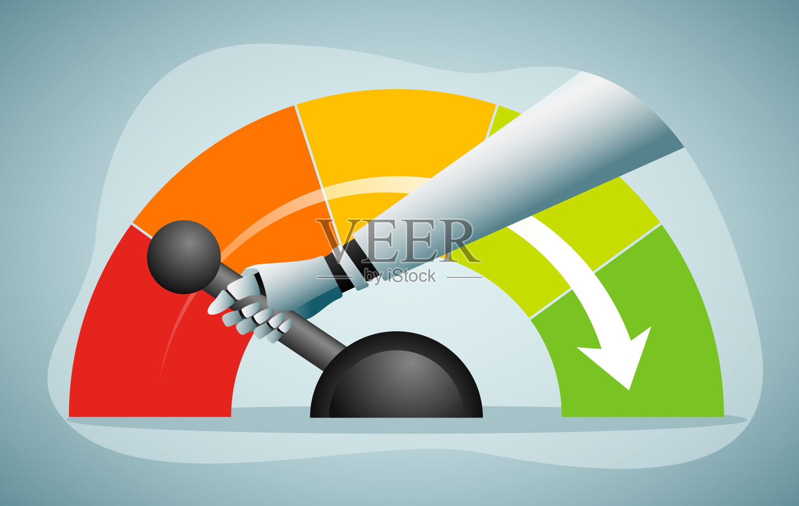 人工智能降低成本和风险。技术提高效率。插画图片素材