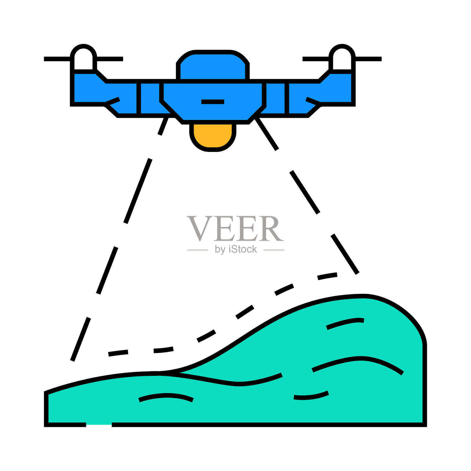 环境调查无人机图标彩色插图插画图片素材