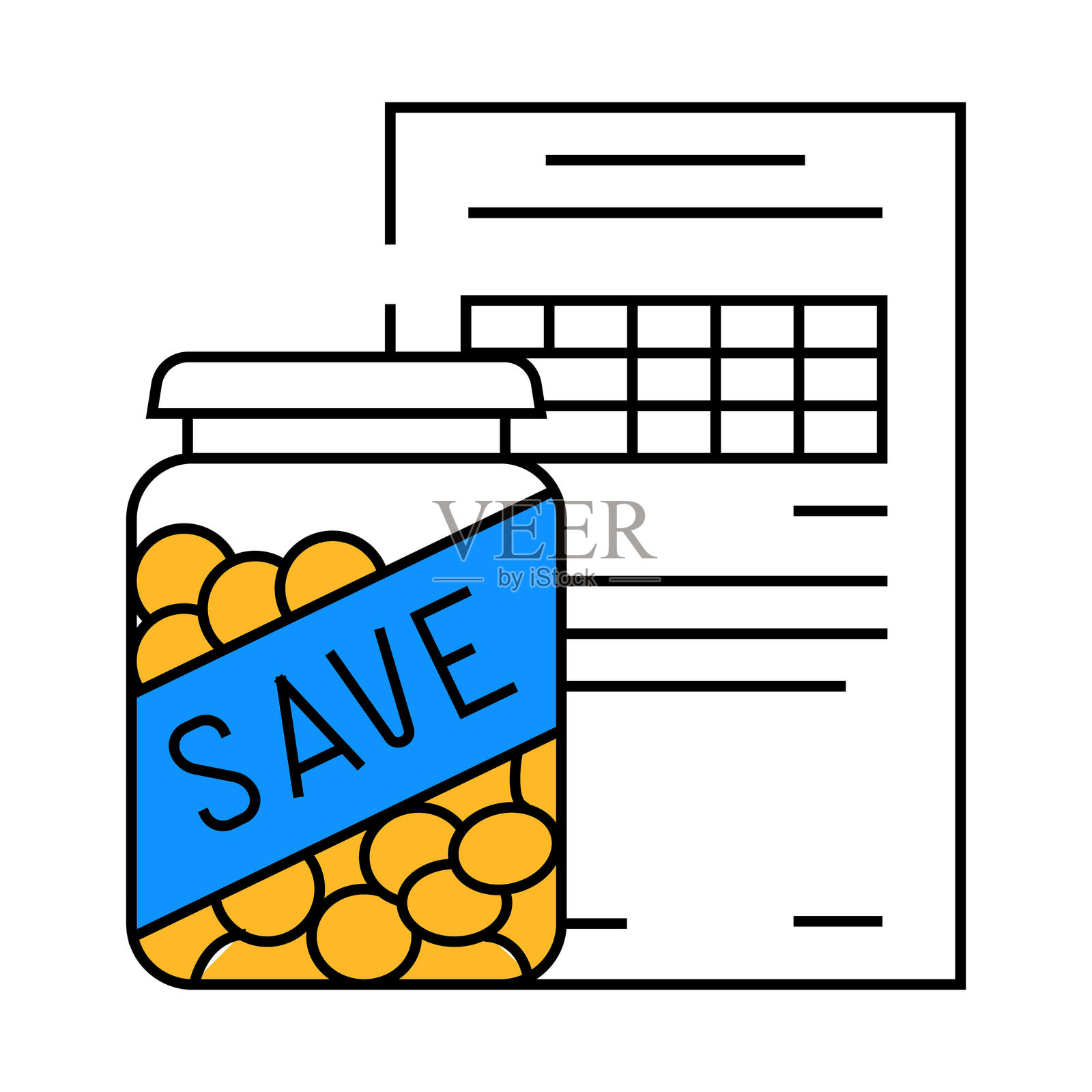 储蓄账户金融顾问图标彩色插图插画图片素材