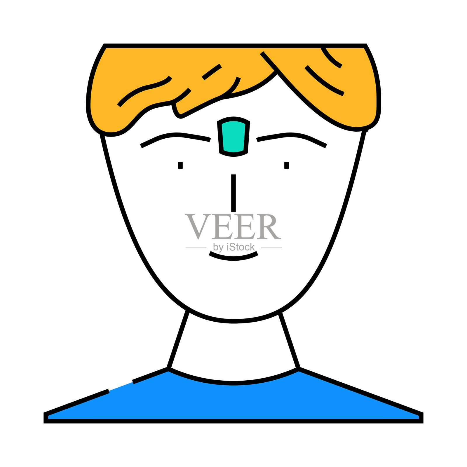 男性眉毛脱毛图标彩色插图插画图片素材