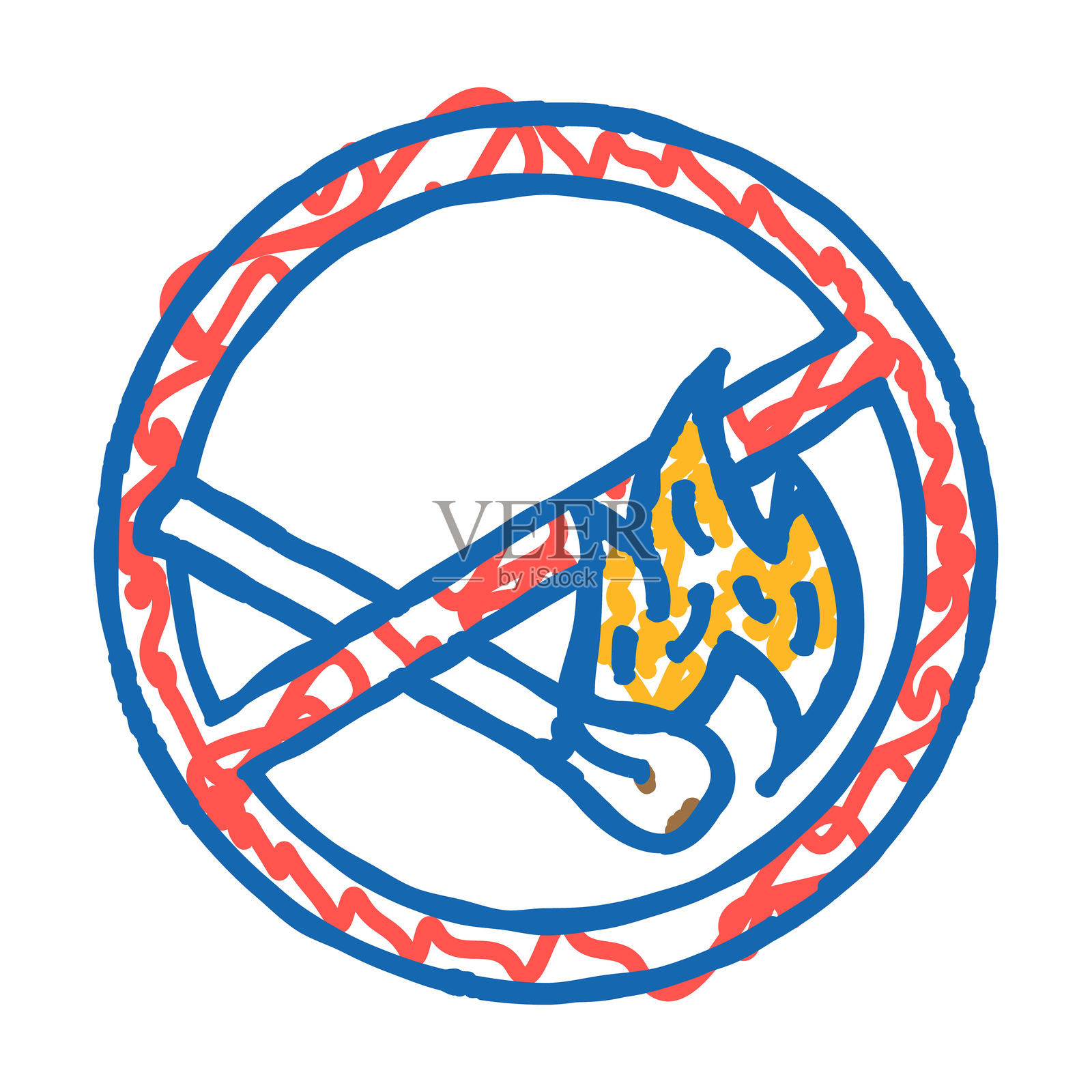 禁止明火点燃的紧急图标涂鸦插图插画图片素材