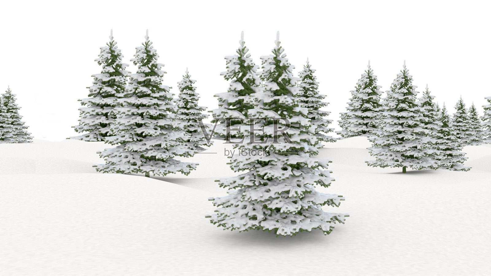 白色背景下的冬季风景照片摄影图片