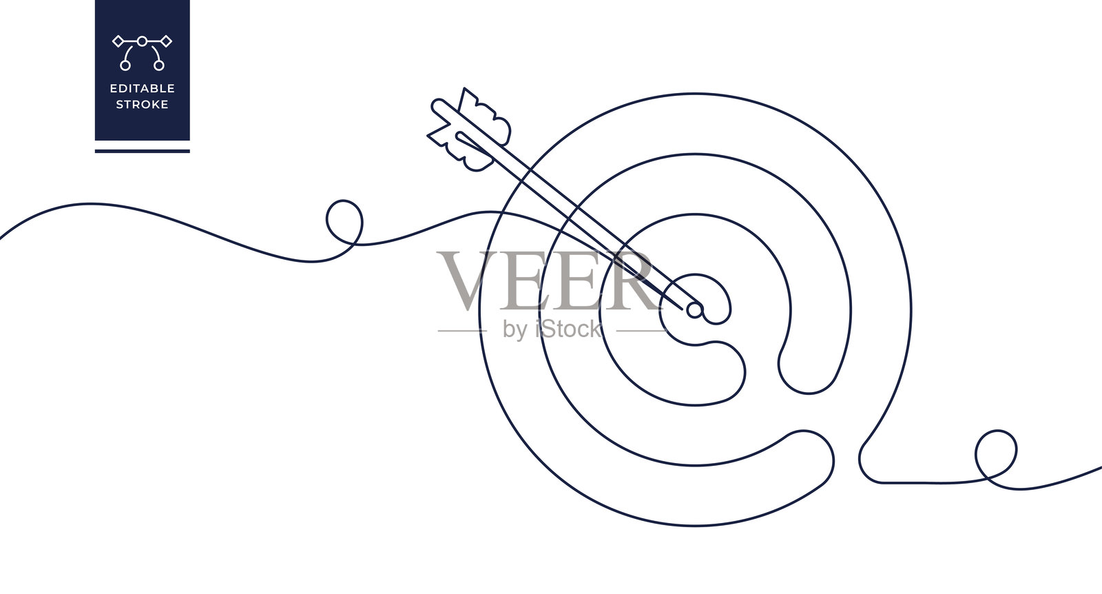 目标，牛眼连续线图标插画图片素材