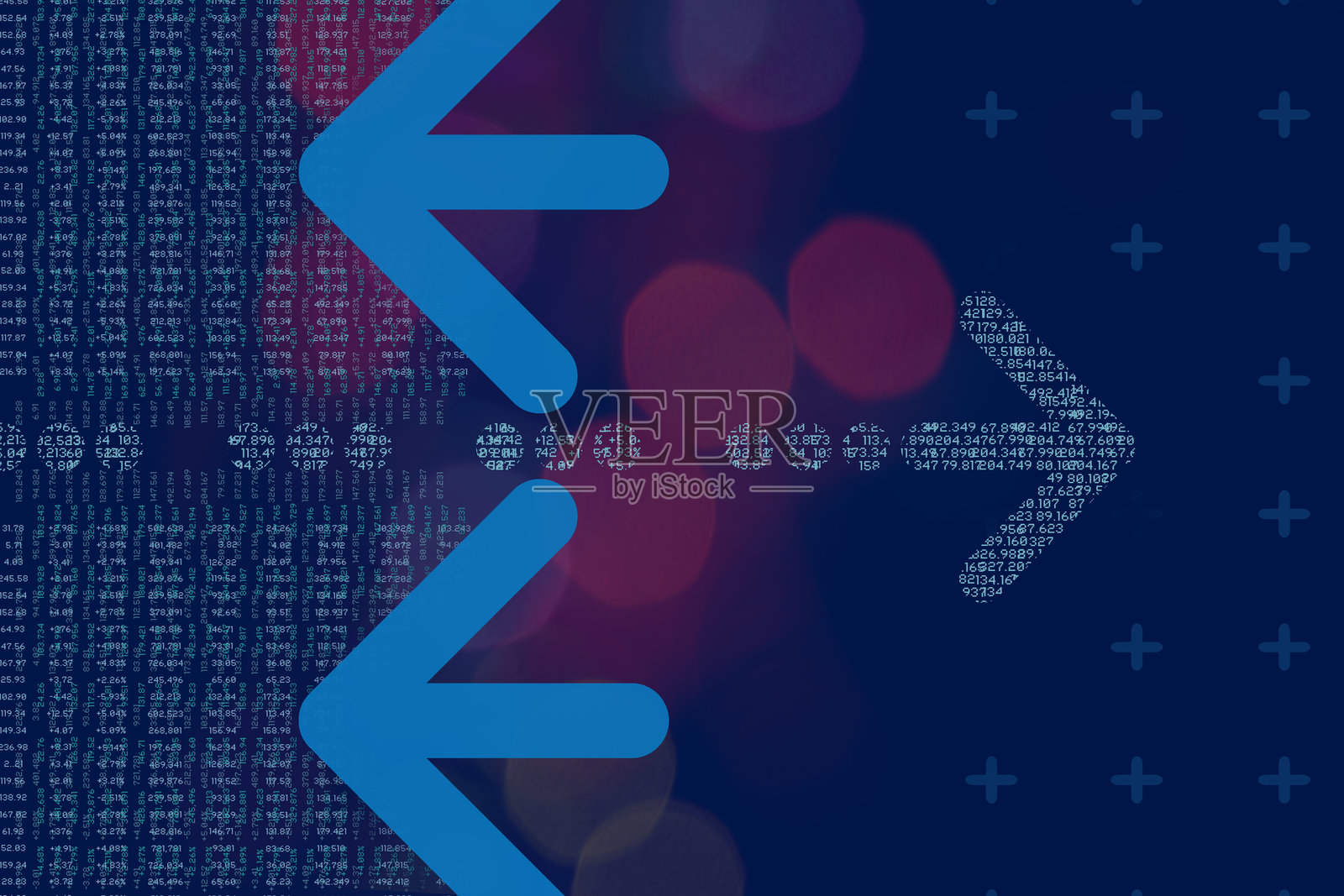 箭头指向图形抽象背景上的财务数据。数据。FINTECH。照片摄影图片