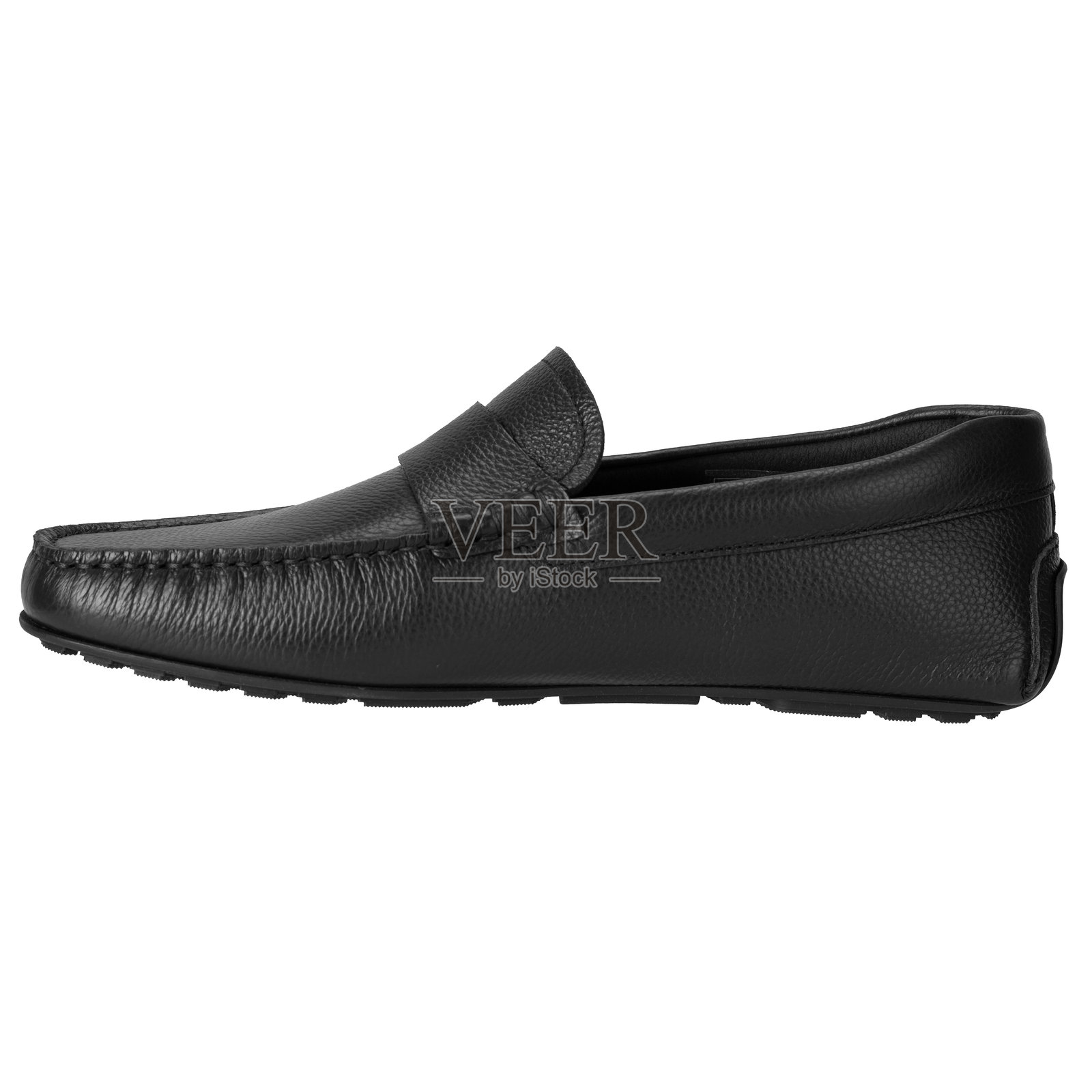 经典黑色皮革乐福鞋侧视图照片摄影图片