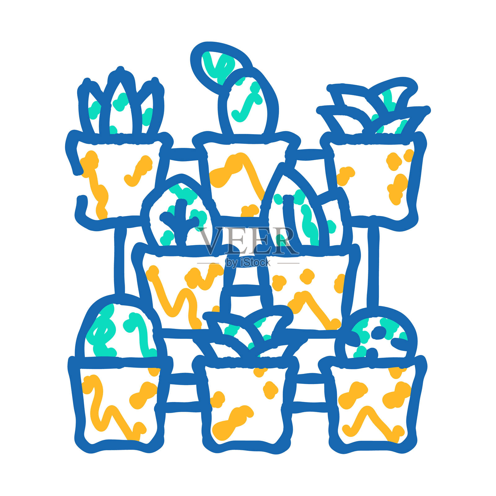 城市垂直园艺图标涂鸦插图插画图片素材