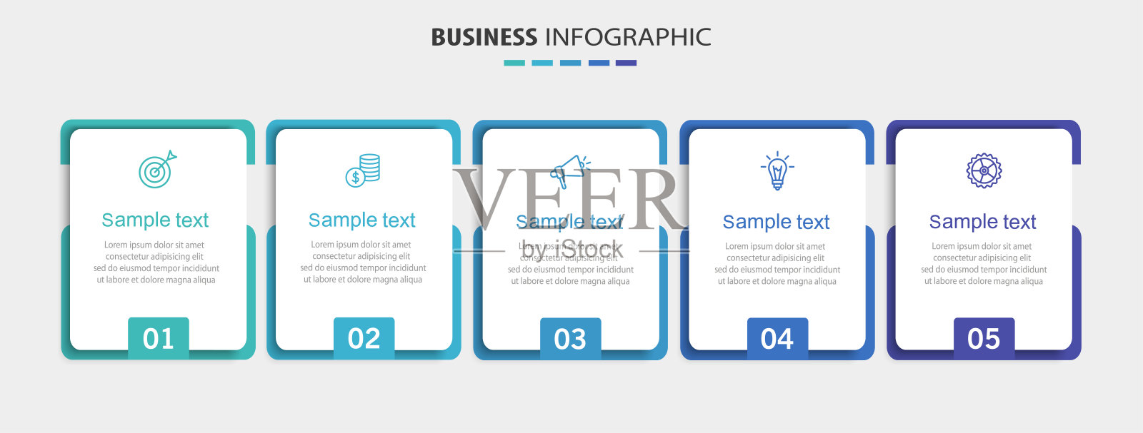 商业信息图表模板，包含5个选项或步骤插画图片素材