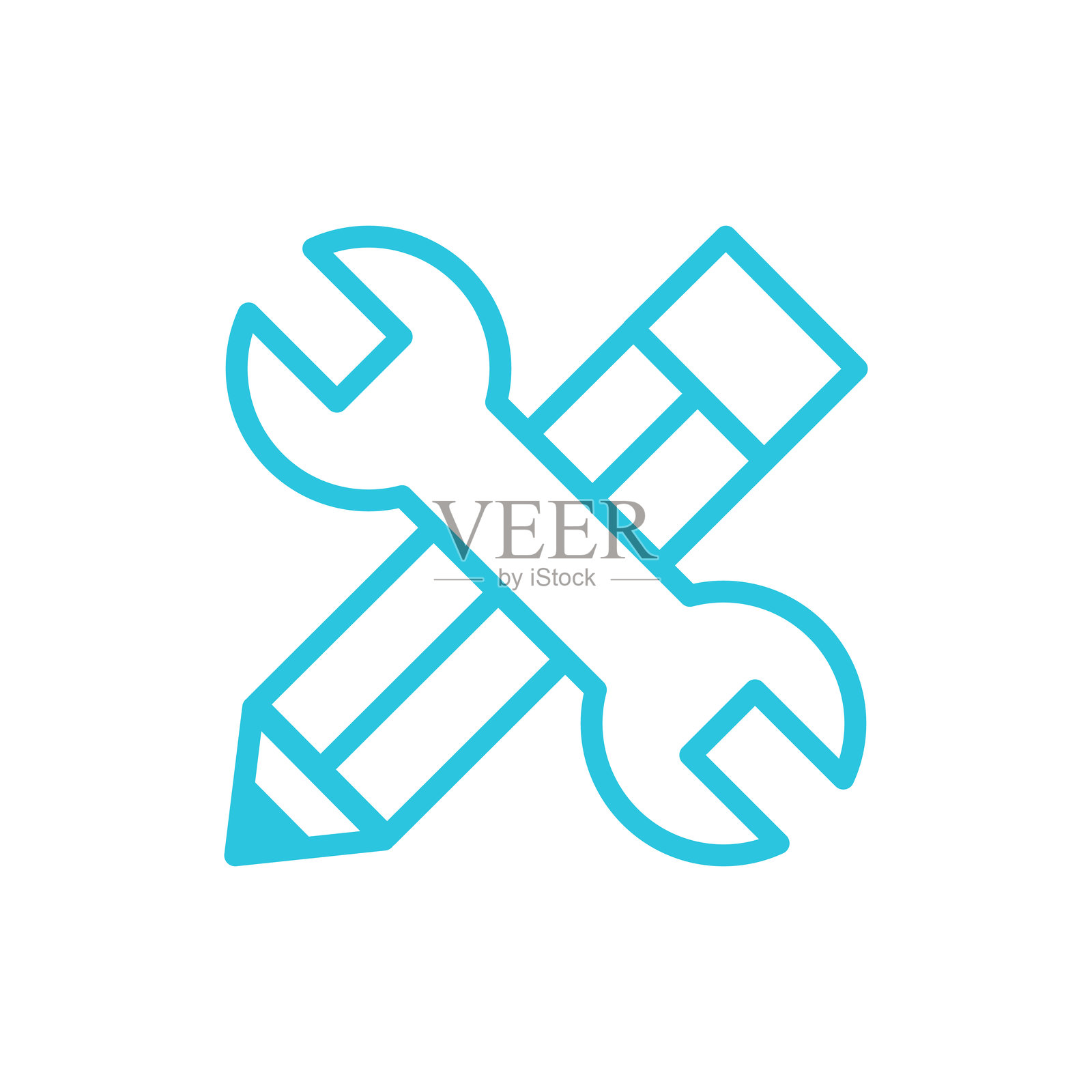 构建、设计、开发图标。来自蓝色图标集。插画图片素材