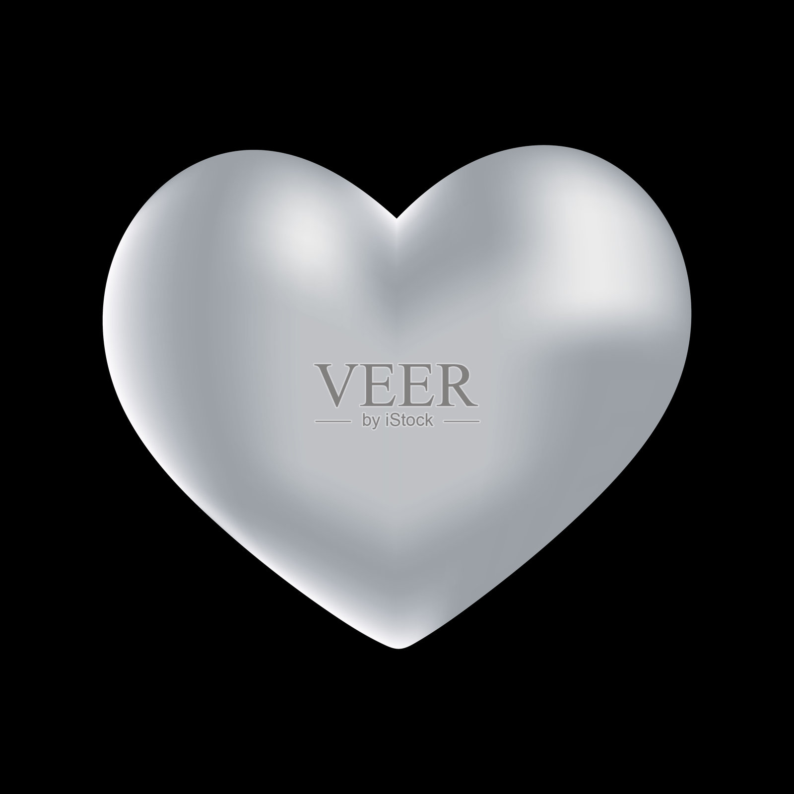 3D银色心形图案插画图片素材